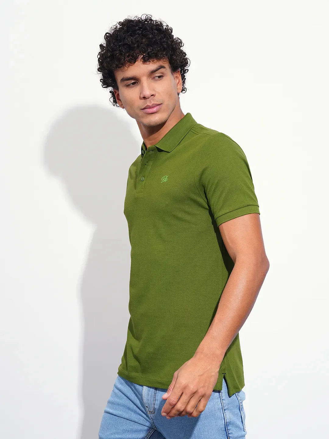 Green Regular Fit Men's Polo T-Shirt by Being Human Clothing - Image 2