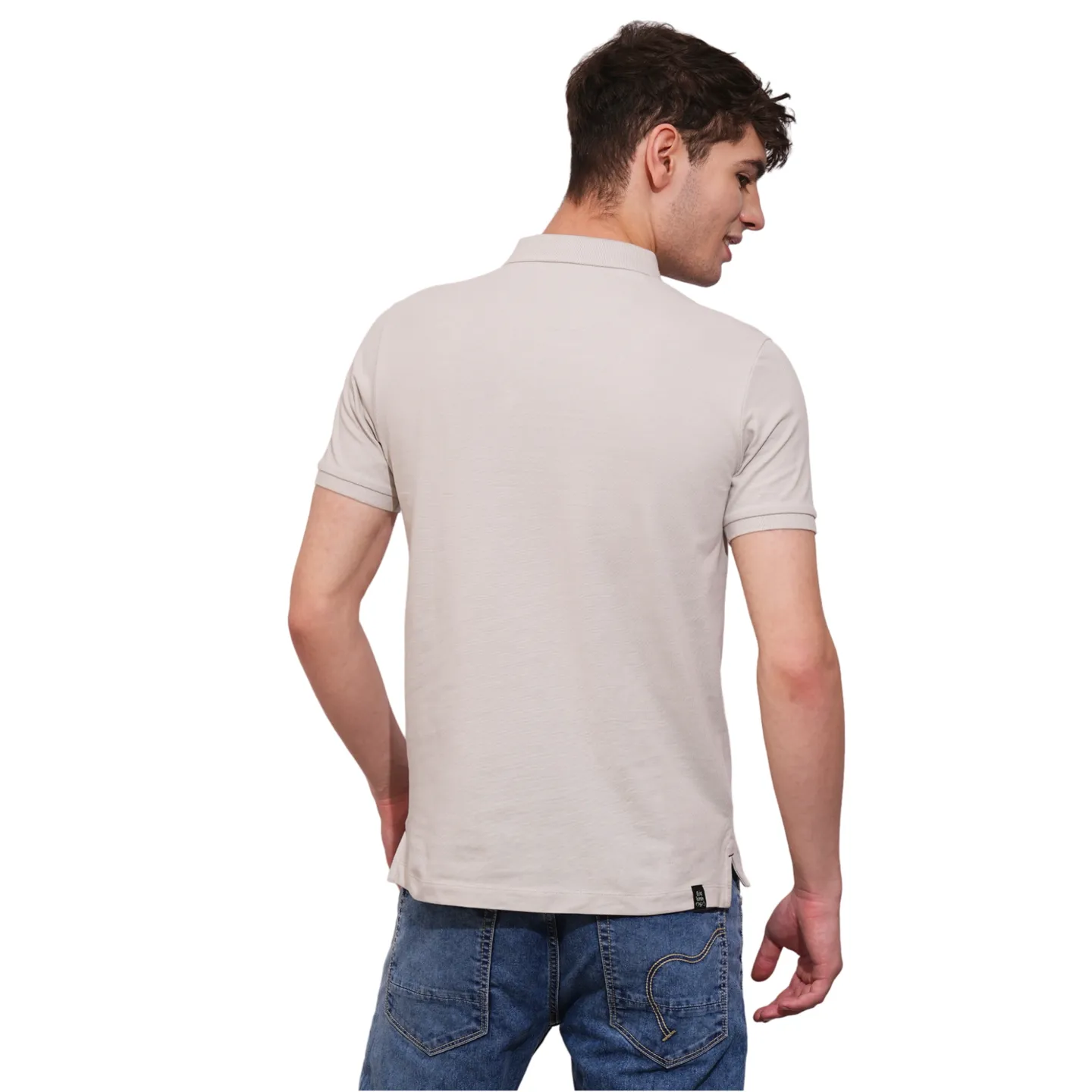 Grey Regular Fit Men's Polo T-Shirt by Being Human Clothing - Image 3