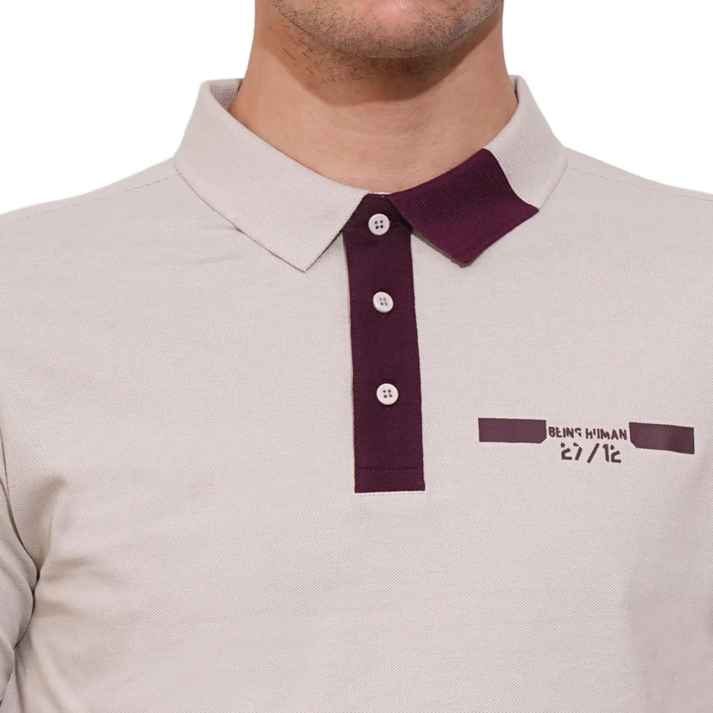 Grey Regular Fit Men's Polo T-Shirt by Being Human Clothing - Image 5