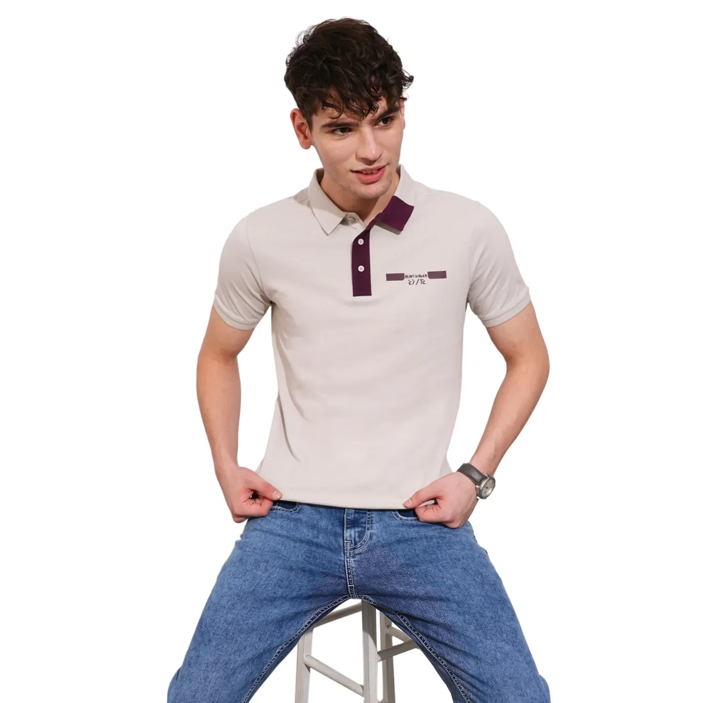 Grey Regular Fit Men's Polo T-Shirt by Being Human Clothing - Image 6