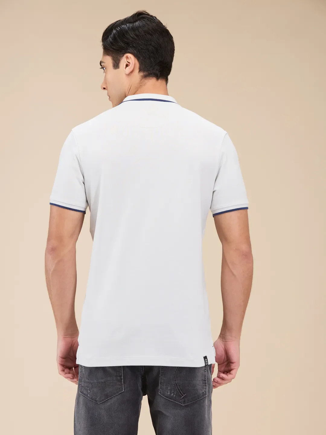 Grey Regular Fit Men's Polo T-Shirt by Being Human Clothing - Image 3