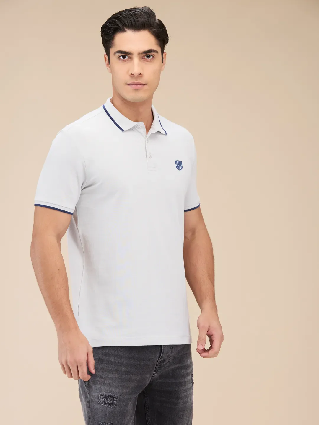 Grey Regular Fit Men's Polo T-Shirt by Being Human Clothing - Image 4