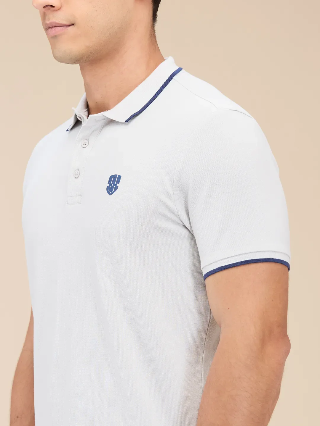 Grey Regular Fit Men's Polo T-Shirt by Being Human Clothing - Image 5