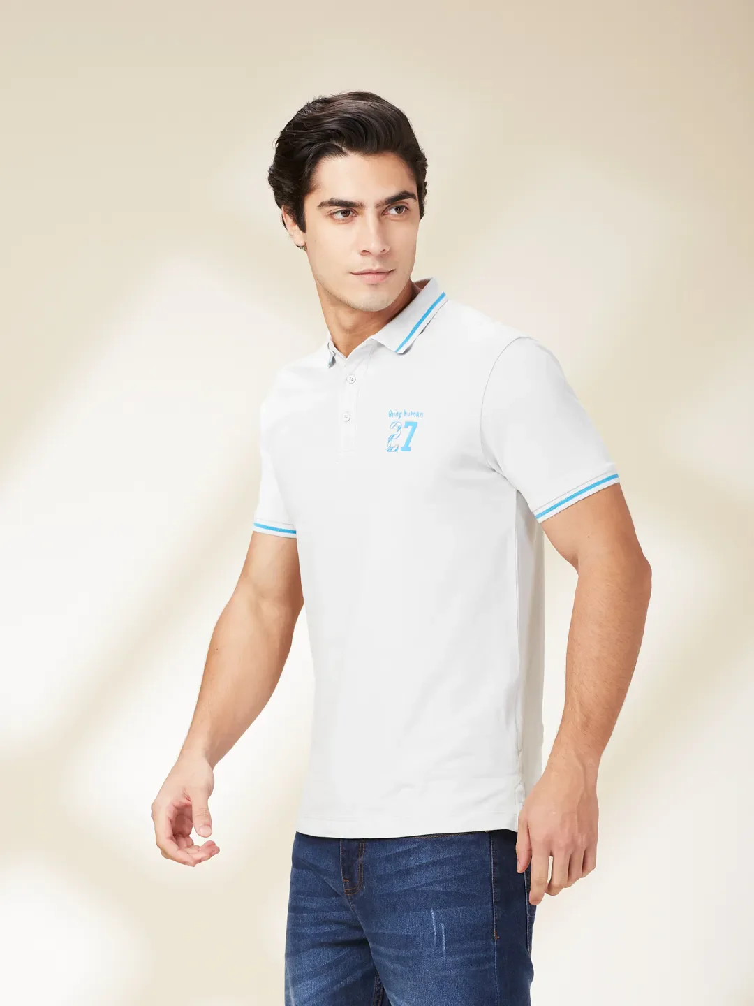 Grey Regular Fit Men's Polo T-Shirt by Being Human Clothing - Image 4