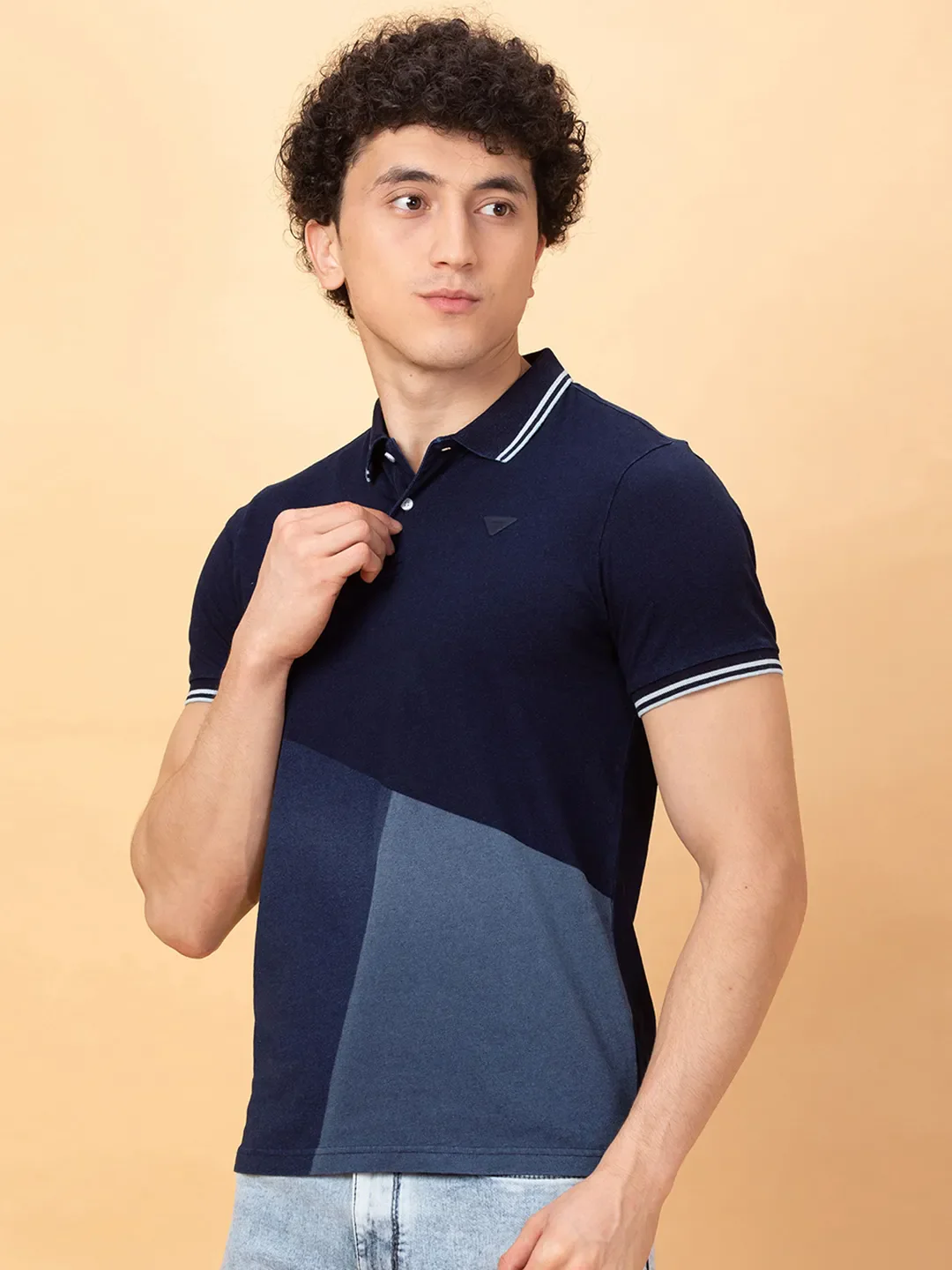 Indigo Regular Fit Men's Polo T-shirt by Being Human Clothing - Image 4