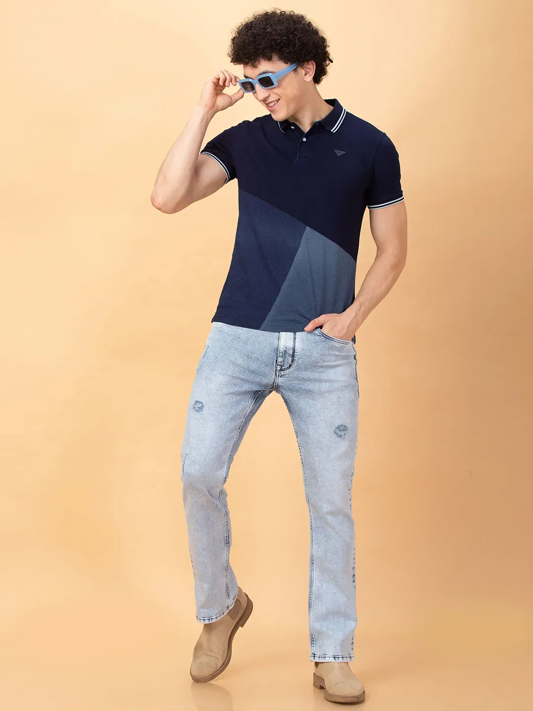 Indigo Regular Fit Men's Polo T-shirt by Being Human Clothing - Image 6