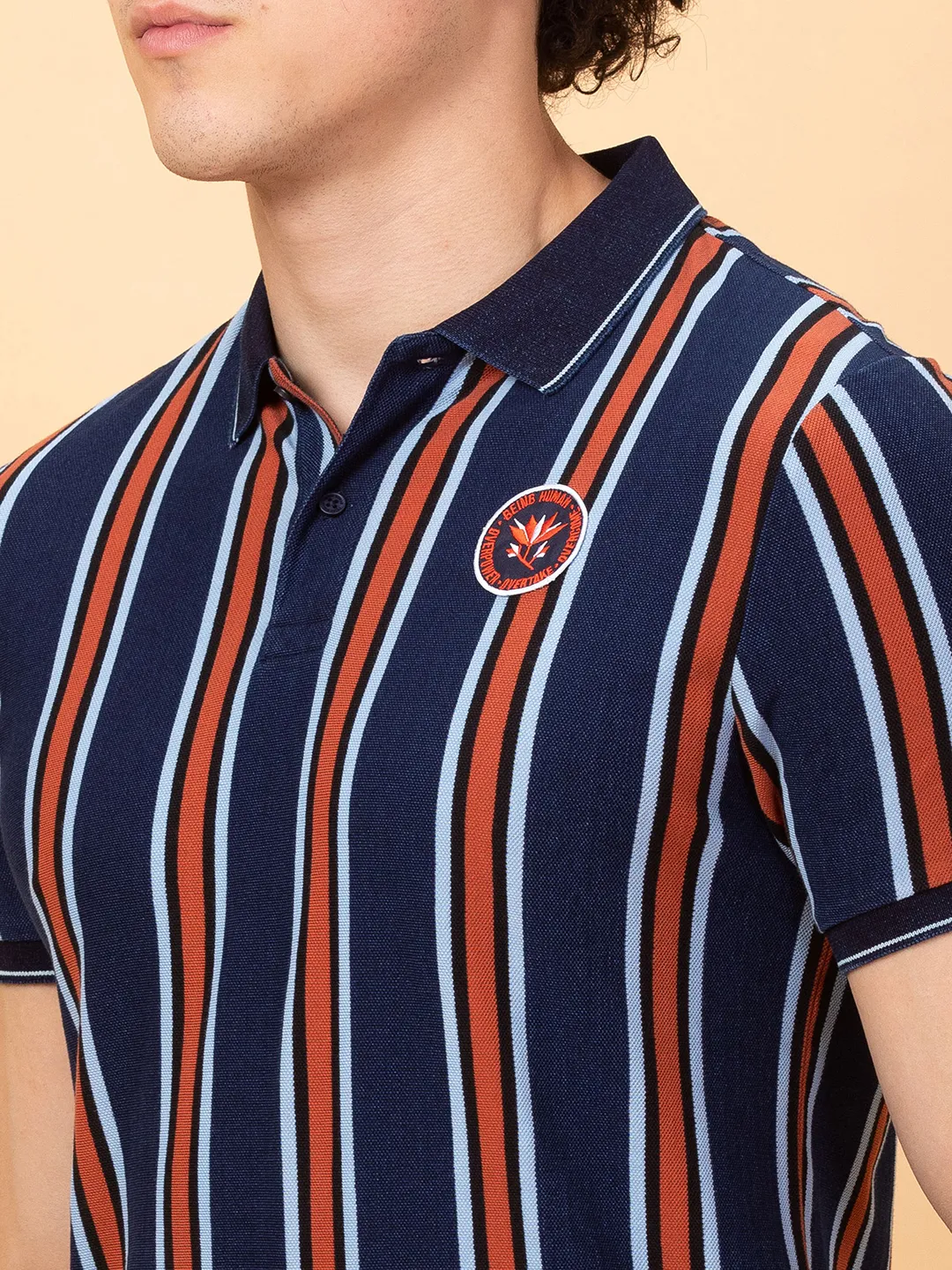 Indigo Regular Fit Men's Polo T-shirt by Being Human Clothing - Image 5
