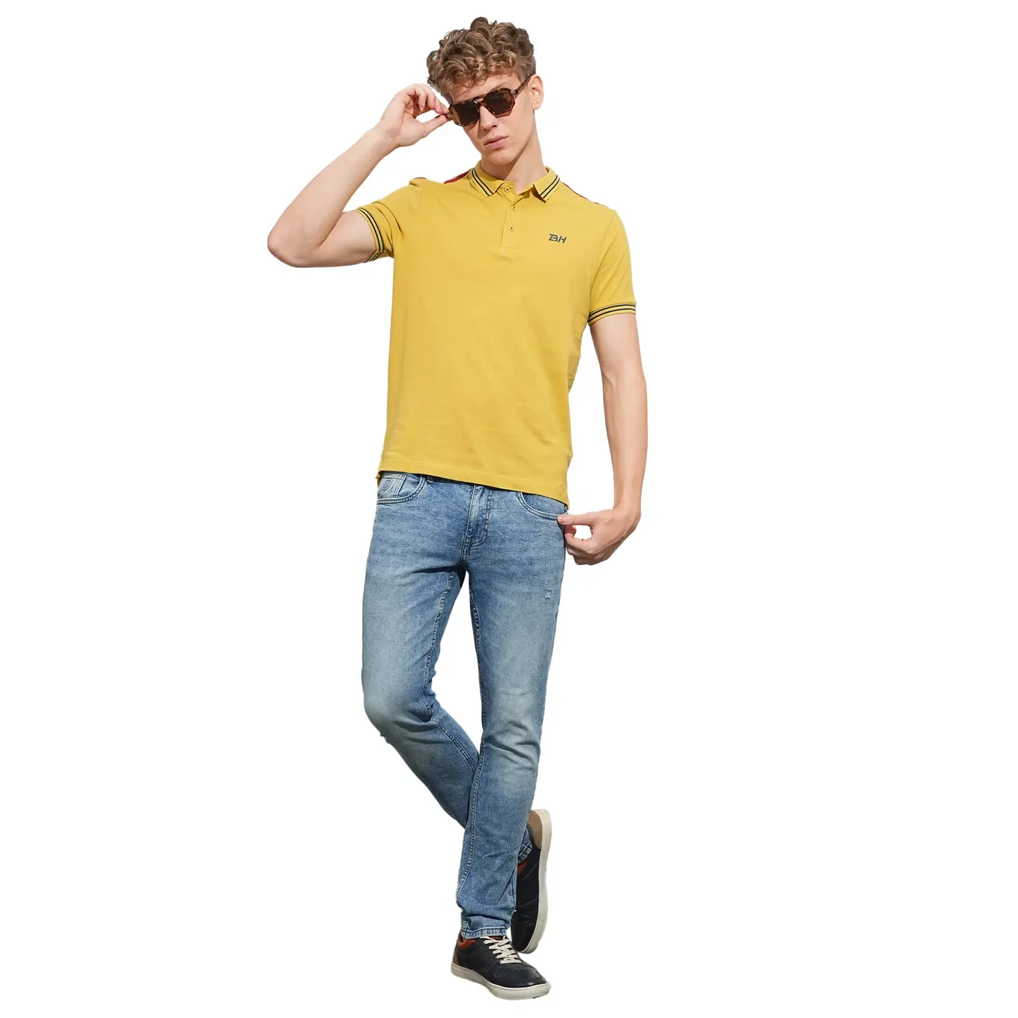 Khaki Regular Fit Men's Polo T-Shirt by Being Human Clothing - Image 4