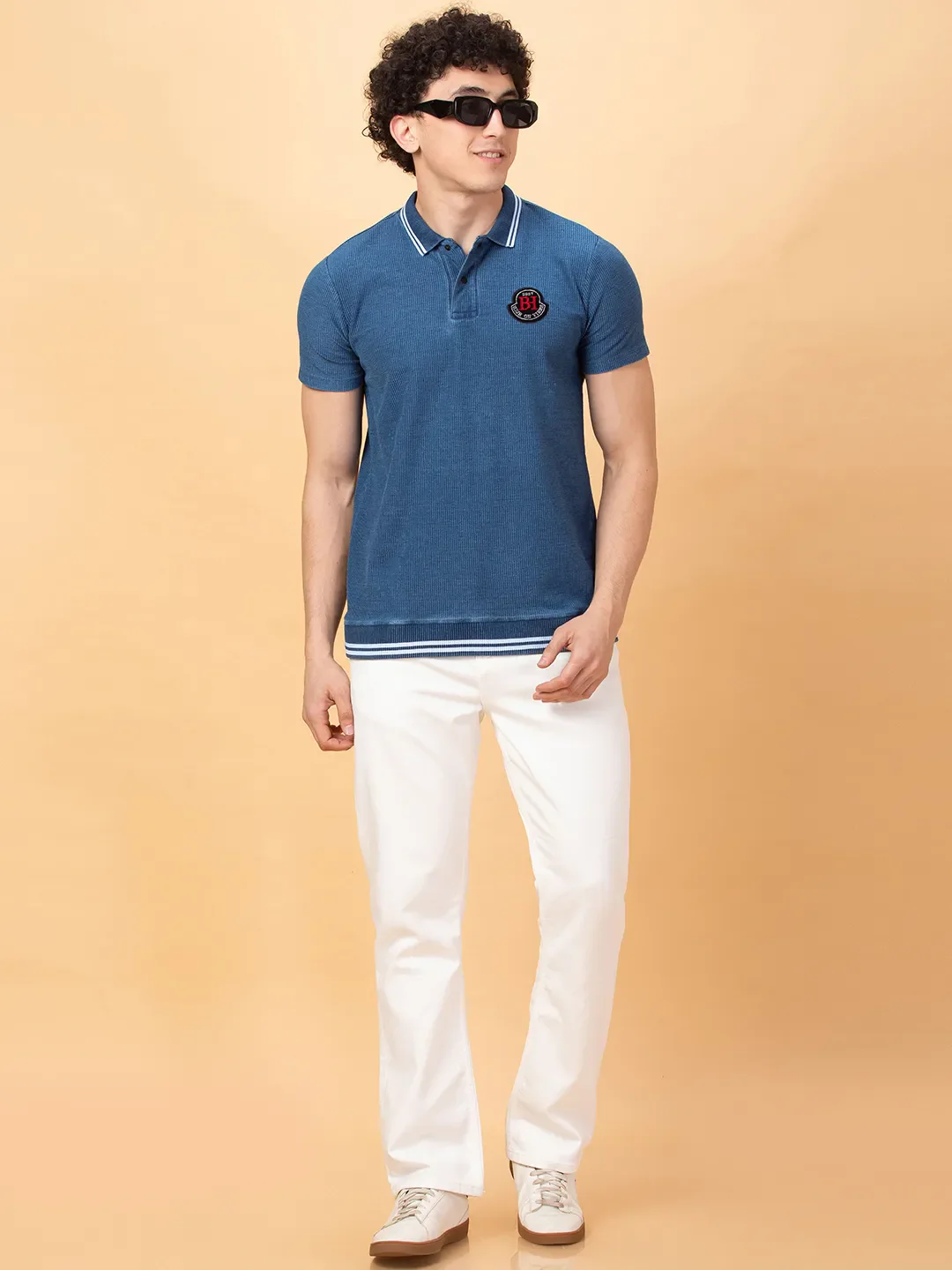 Blue Regular Fit Men's Polo T-Shirt by Being Human Clothing - Image 6