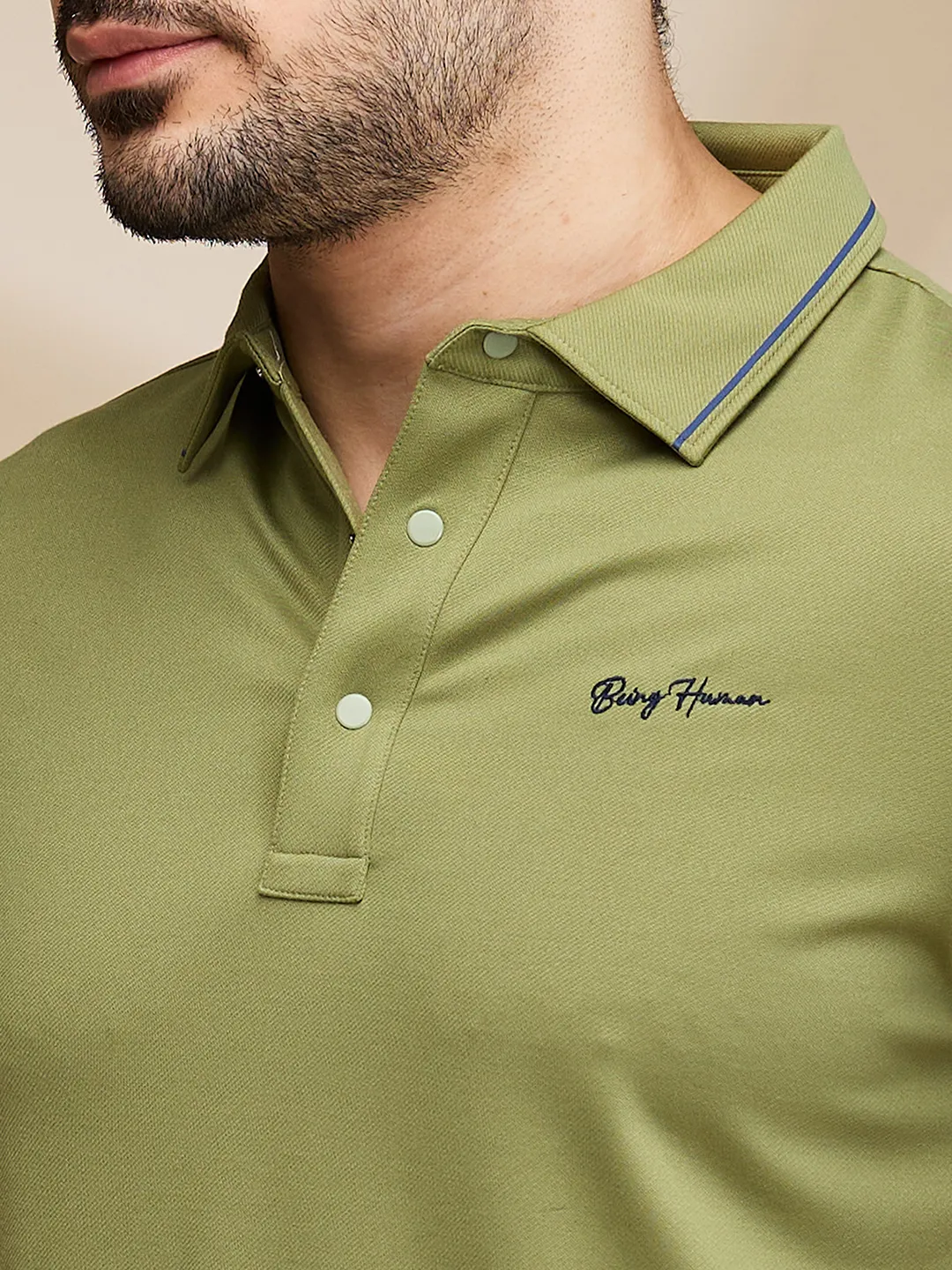 Green Regular Fit Men's Polo T-Shirt by Being Human Clothing - Image 5
