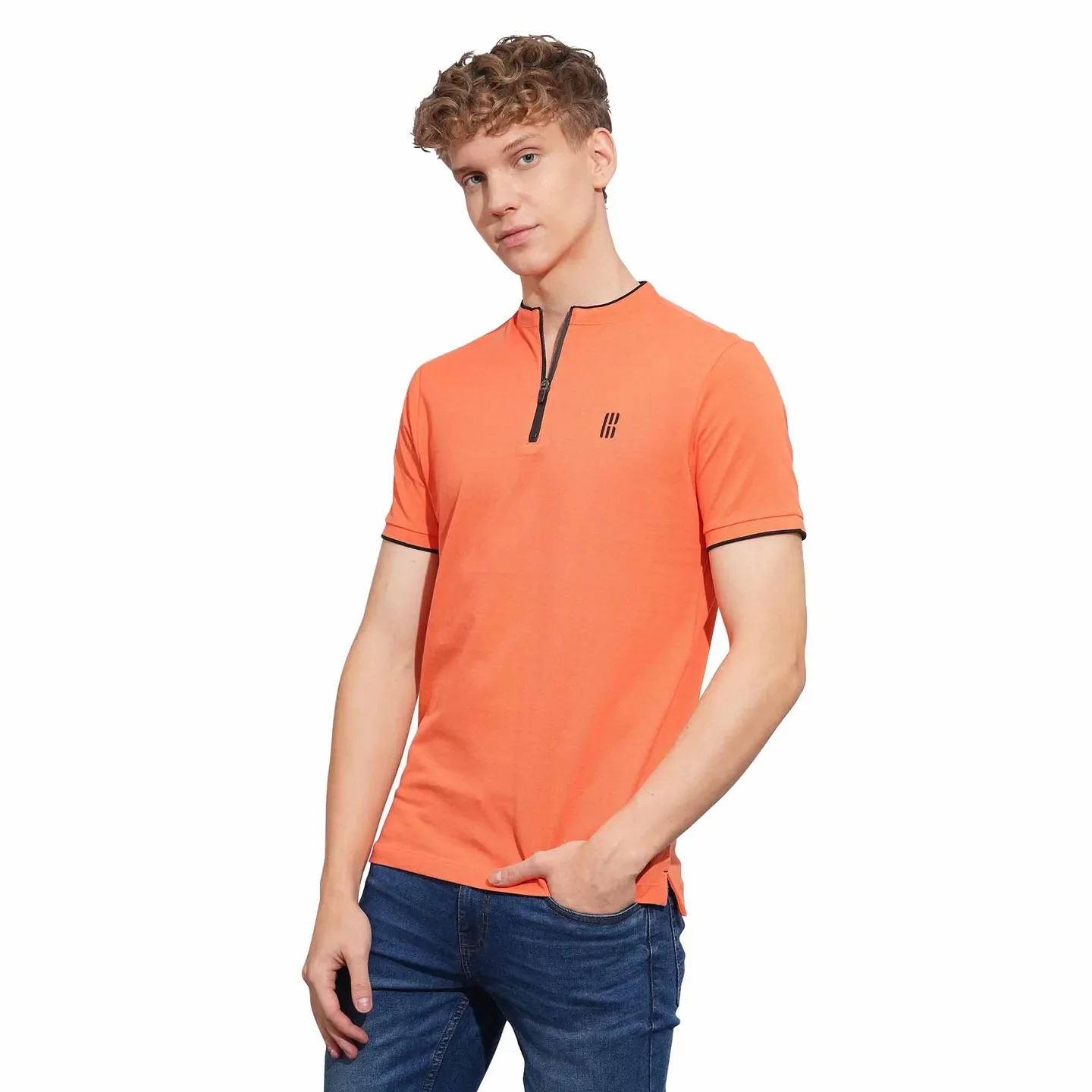 Orange Regular Fit Men's Polo T-Shirt by Being Human Clothing - Image 2