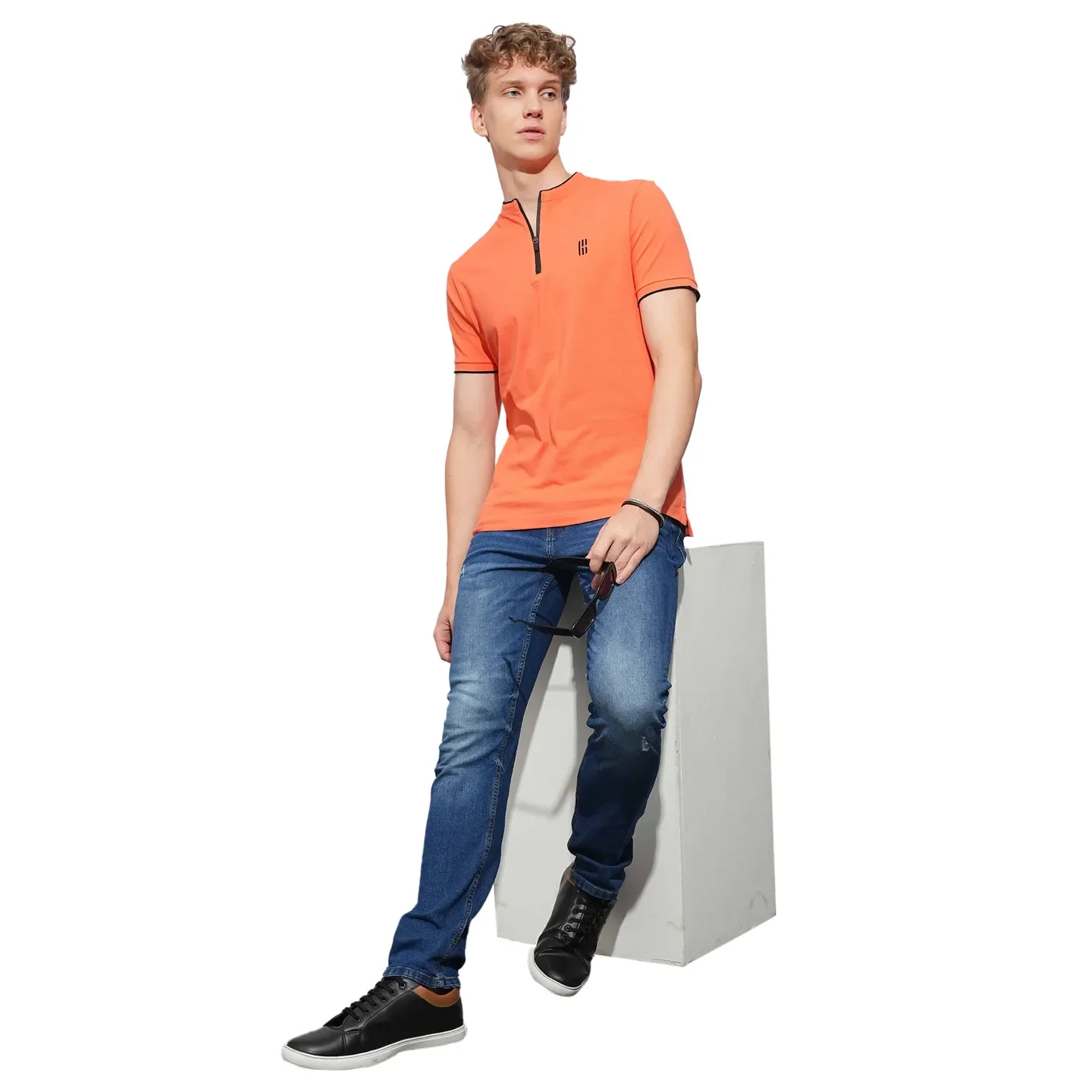 Orange Regular Fit Men's Polo T-Shirt by Being Human Clothing - Image 4