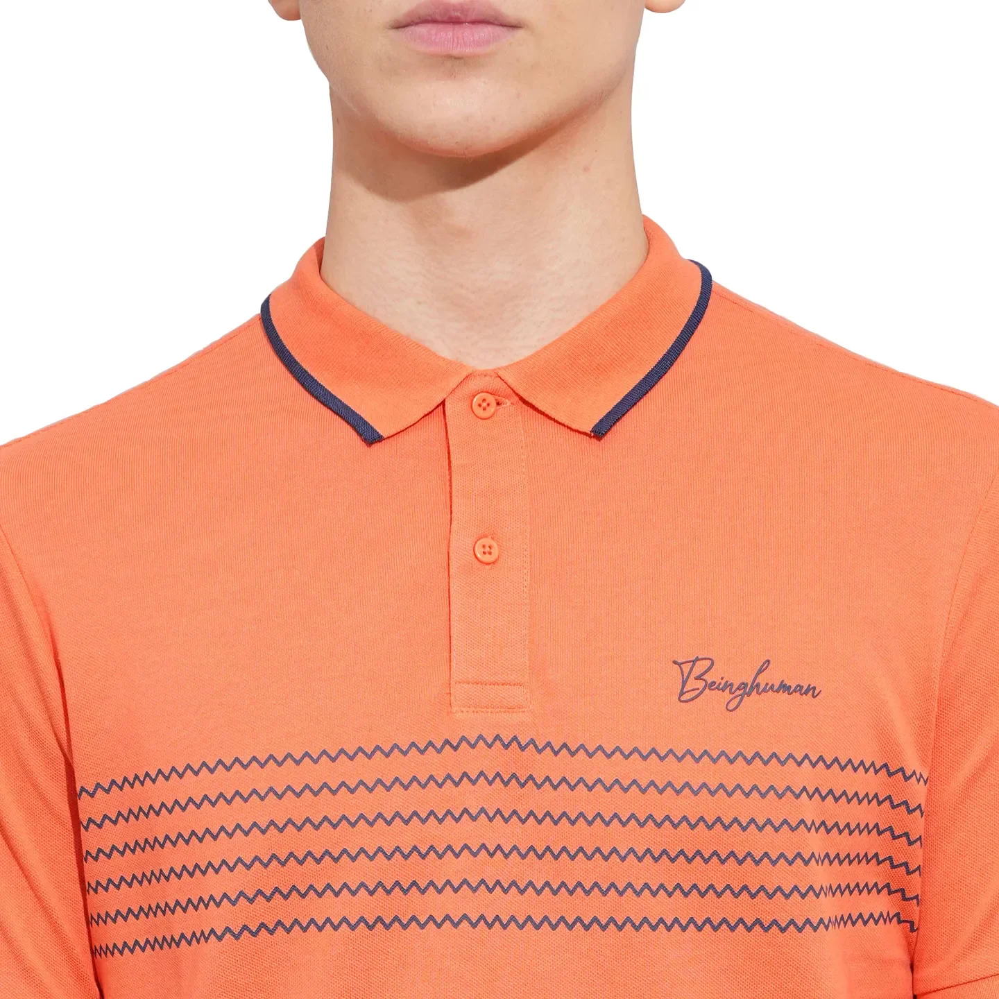 Orange Regular Fit Men's Polo T-Shirt by Being Human Clothing - Image 5