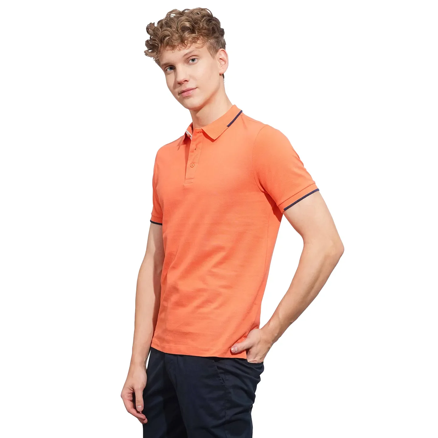 Orange Regular Fit Men's Polo T-Shirt by Being Human Clothing - Image 2
