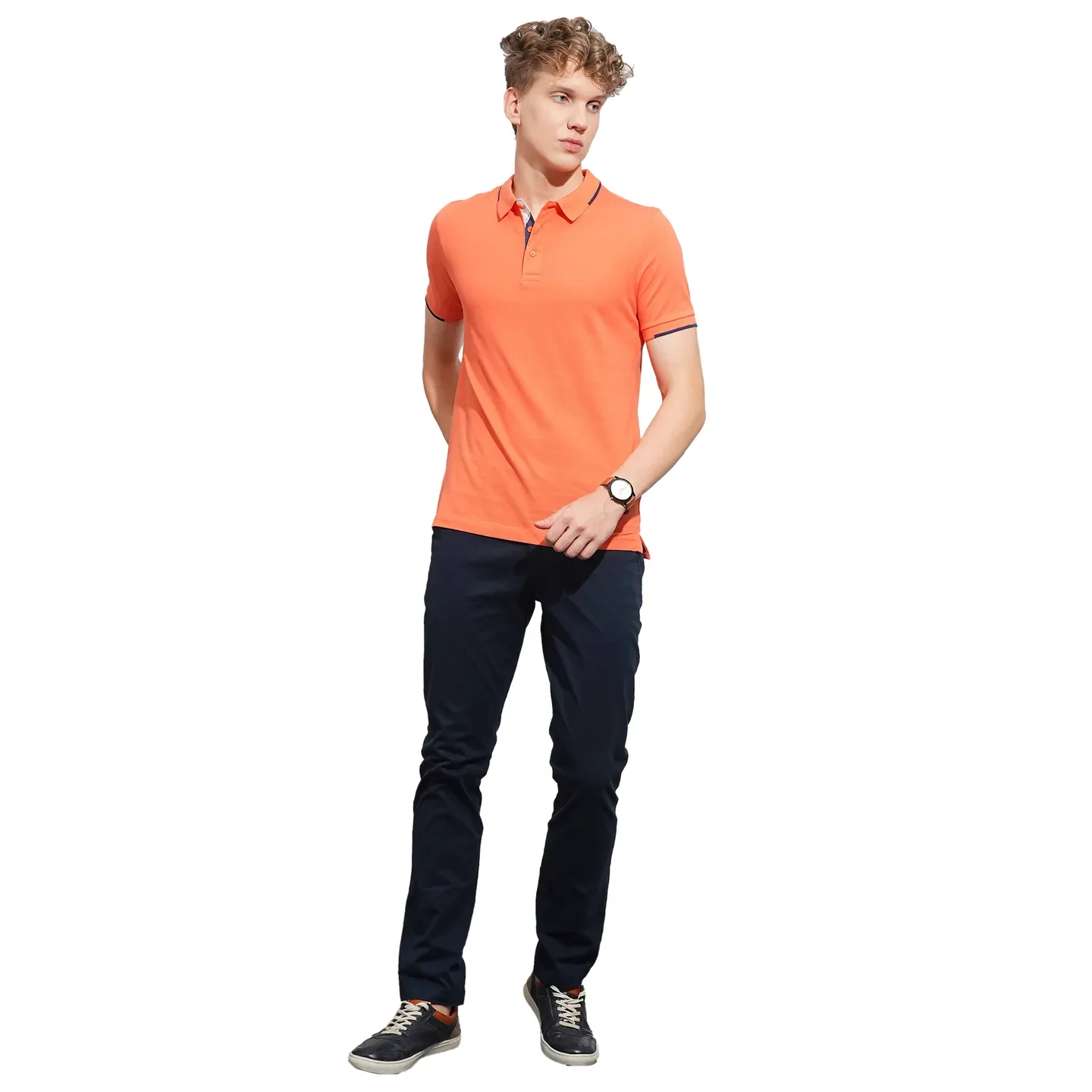 Orange Regular Fit Men's Polo T-Shirt by Being Human Clothing - Image 4