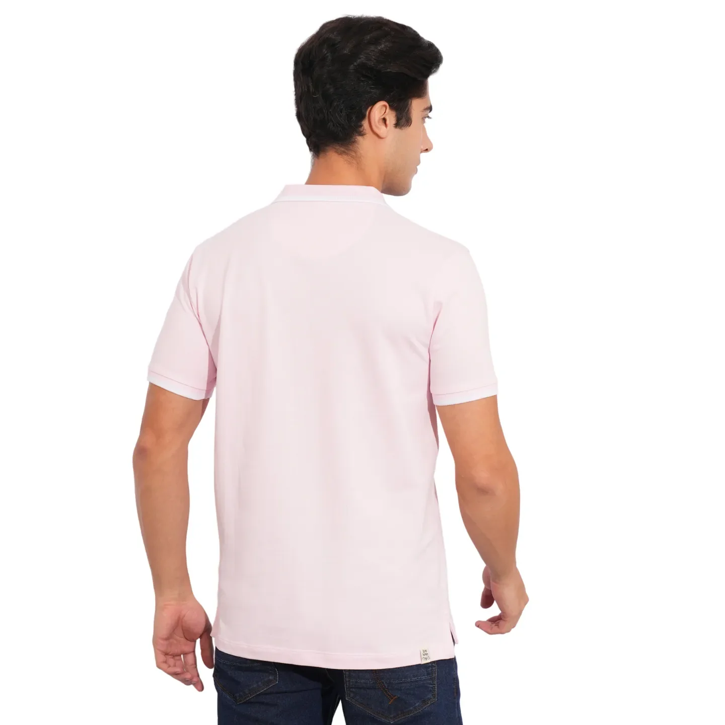 Light Pink Regular Fit Men's Polo T-Shirt by Being Human Clothing - Image 3