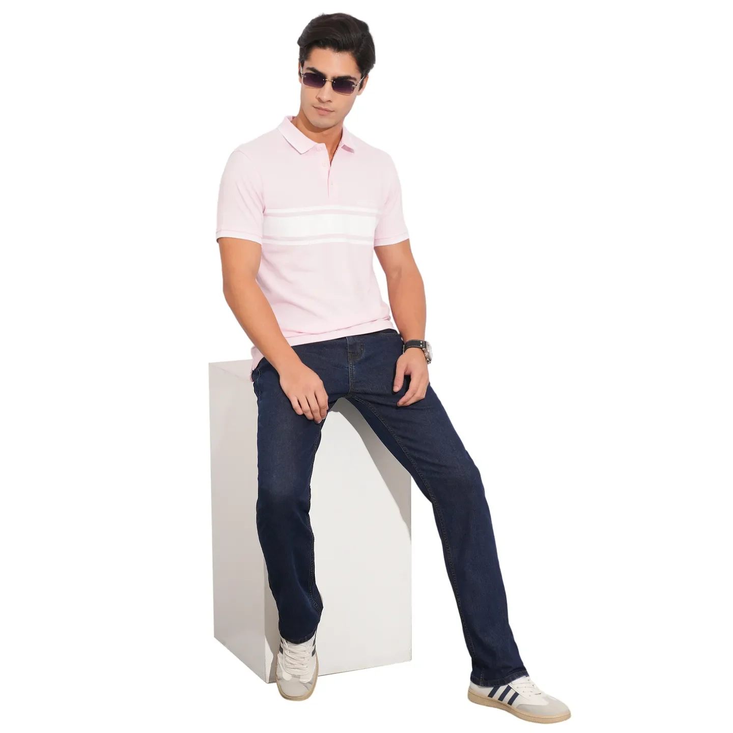 Light Pink Regular Fit Men's Polo T-Shirt by Being Human Clothing - Image 4