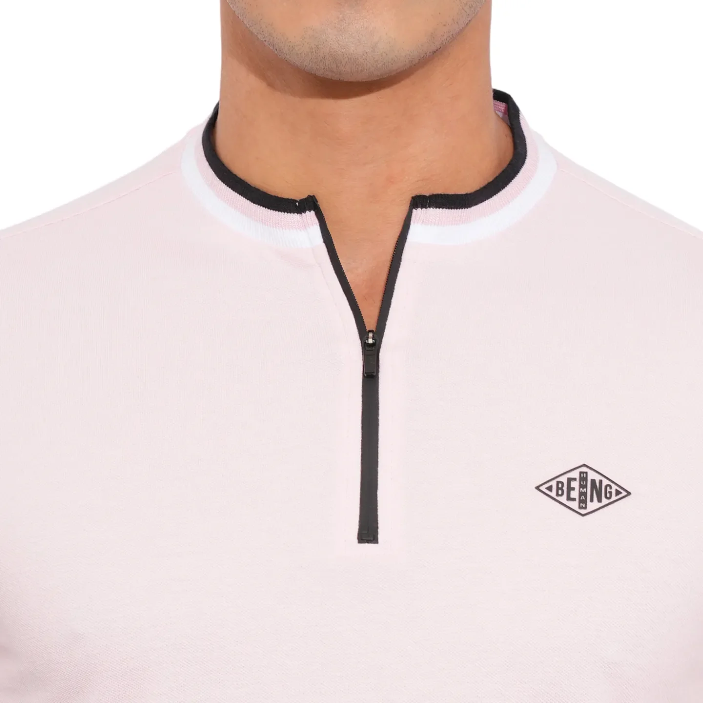 Light Pink Regular Fit Men's Polo T-Shirt by Being Human Clothing - Image 5