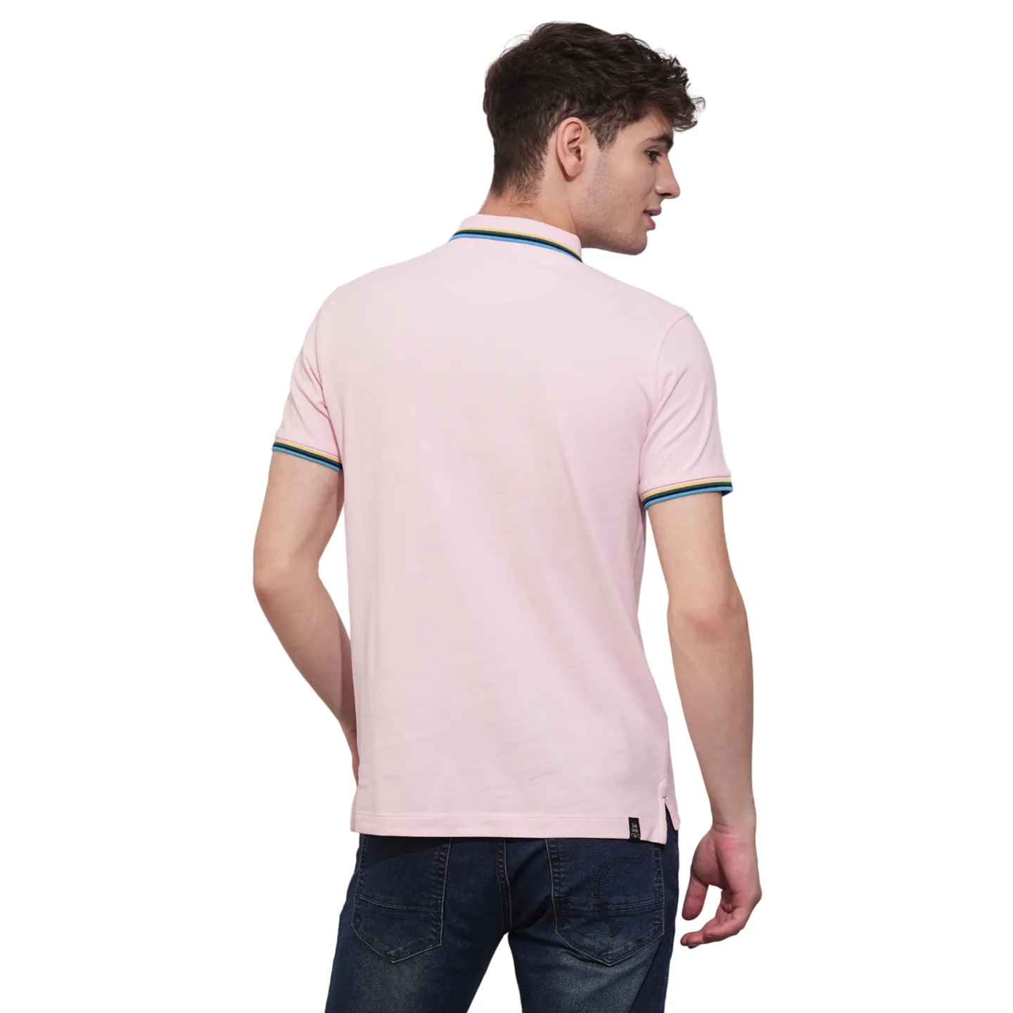 Light Pink Regular Fit Men's Polo T-Shirt by Being Human Clothing - Image 3