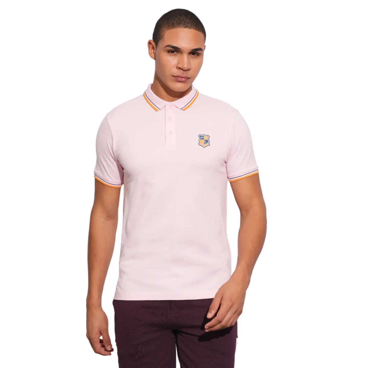 Light Pink Regular Fit Men's Polo T-Shirt by Being Human Clothing - Image 5
