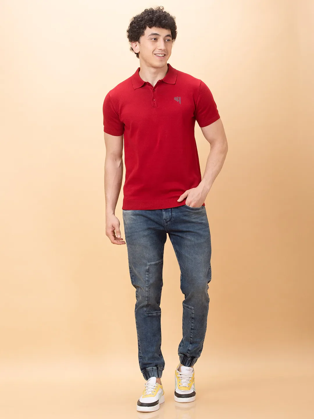 Maroon Regular Fit Men's Polo T-Shirt by Being Human Clothing - Image 2