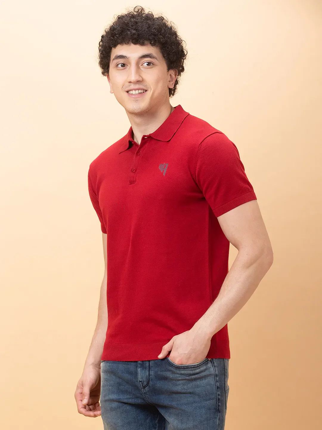 Maroon Regular Fit Men's Polo T-Shirt by Being Human Clothing - Image 4
