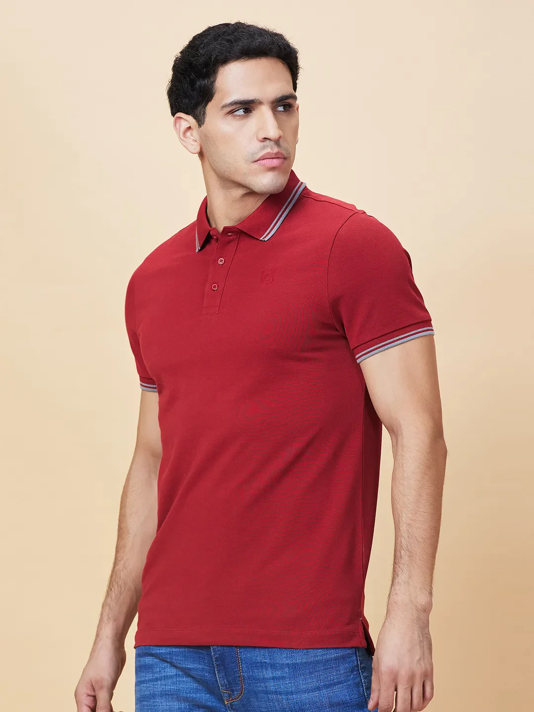 Maroon Regular Fit Men's Polo T-shirt by Being Human Clothing - Image 4