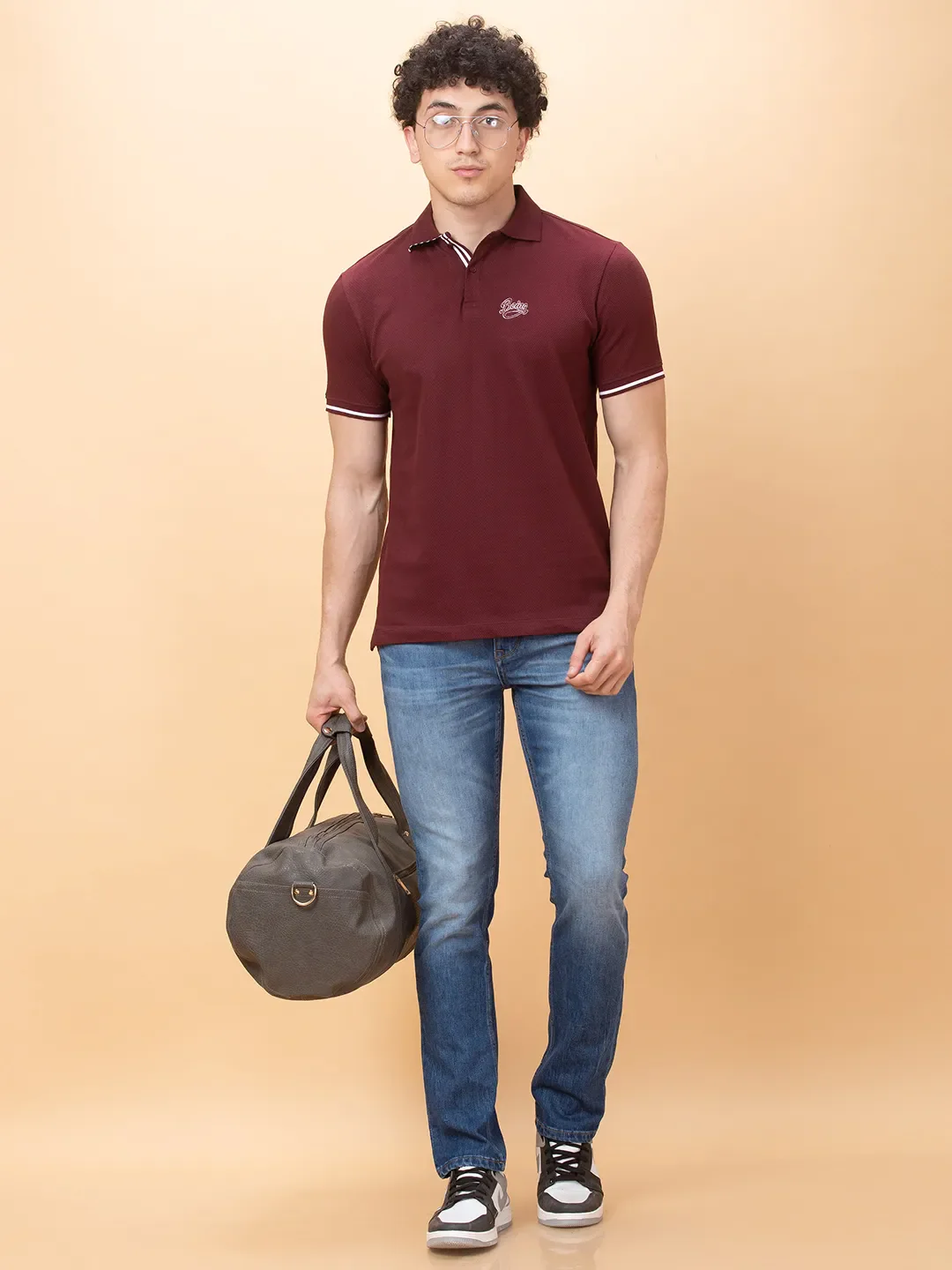 Maroon Regular Fit Men's Polo T-Shirt by Being Human Clothing - Image 6