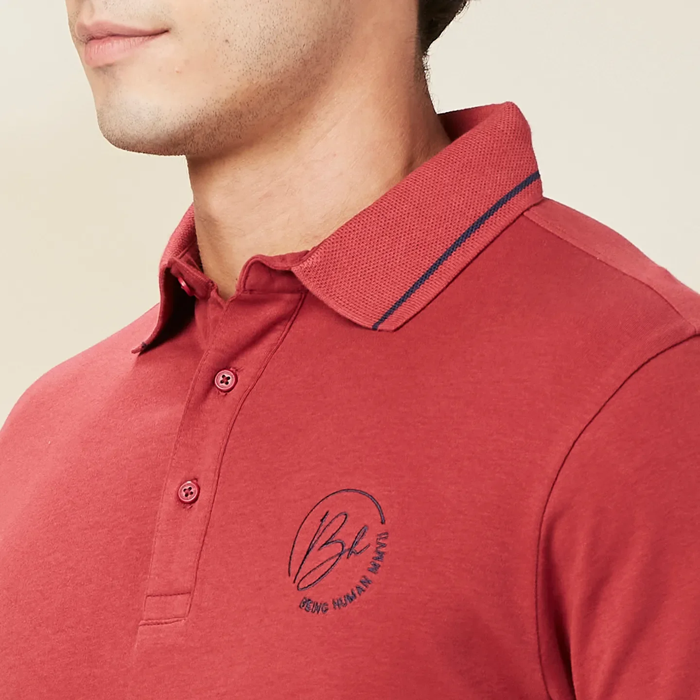 Maroon Regular Fit Men's Polo T-Shirt by Being Human Clothing - Image 5