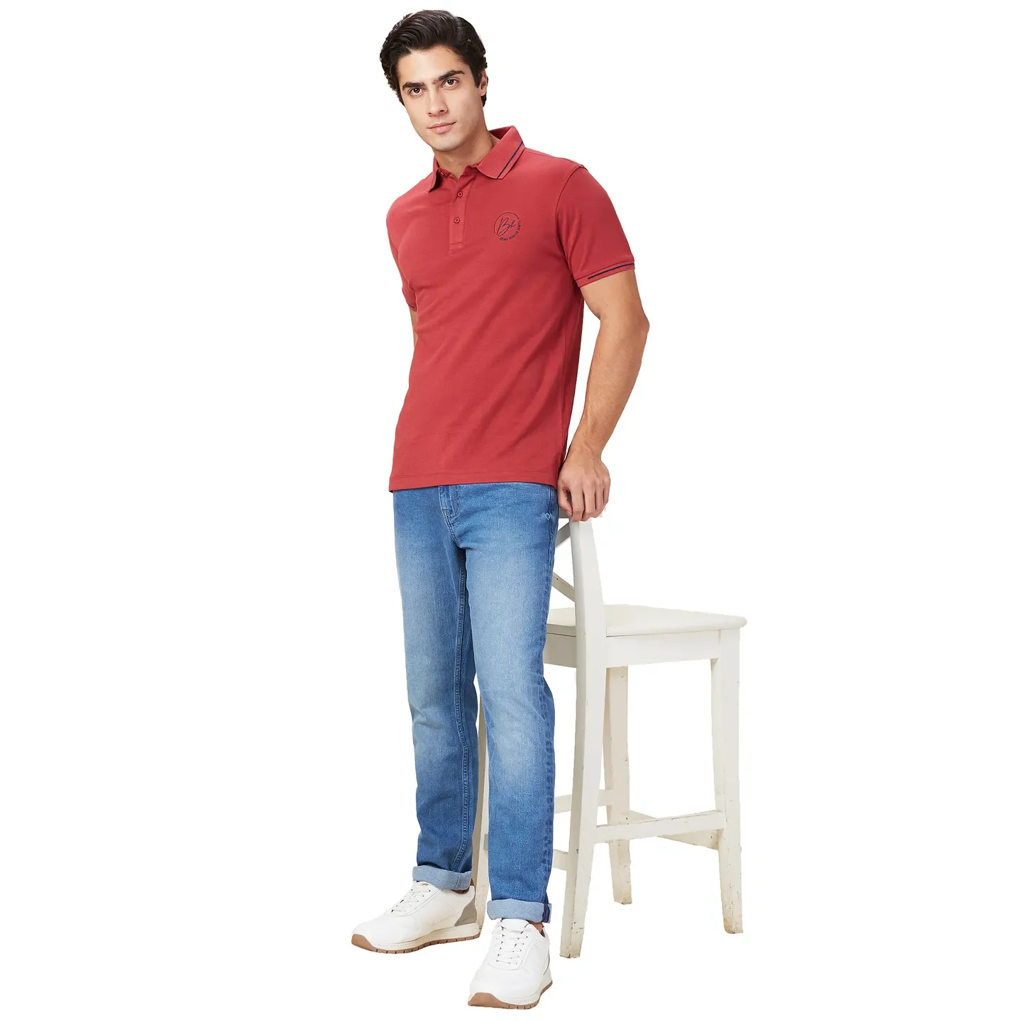 Maroon Regular Fit Men's Polo T-Shirt by Being Human Clothing - Image 6