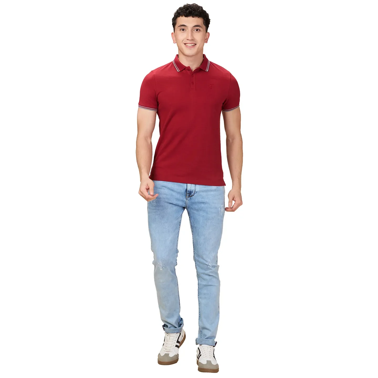 Maroon Regular Fit Men's Polo T-Shirt by Being Human Clothing - Image 2