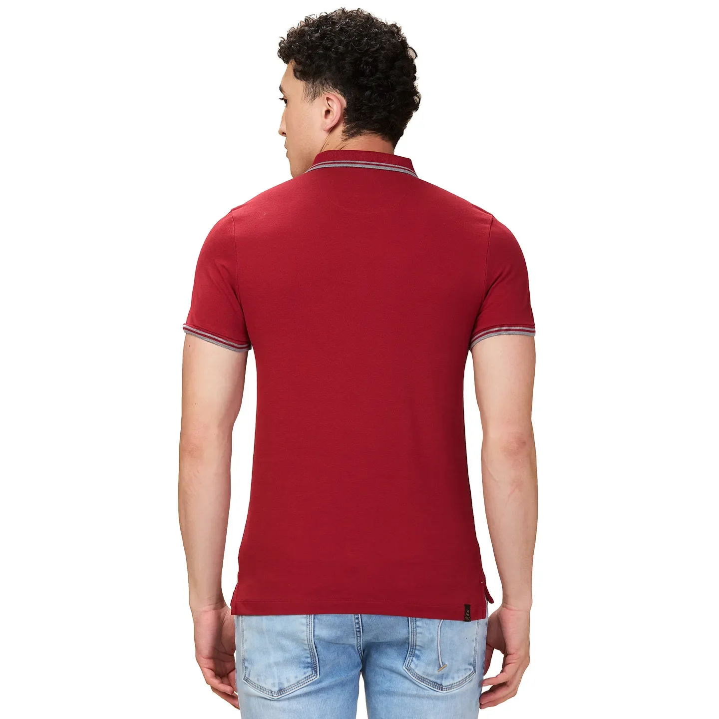 Maroon Regular Fit Men's Polo T-Shirt by Being Human Clothing - Image 3