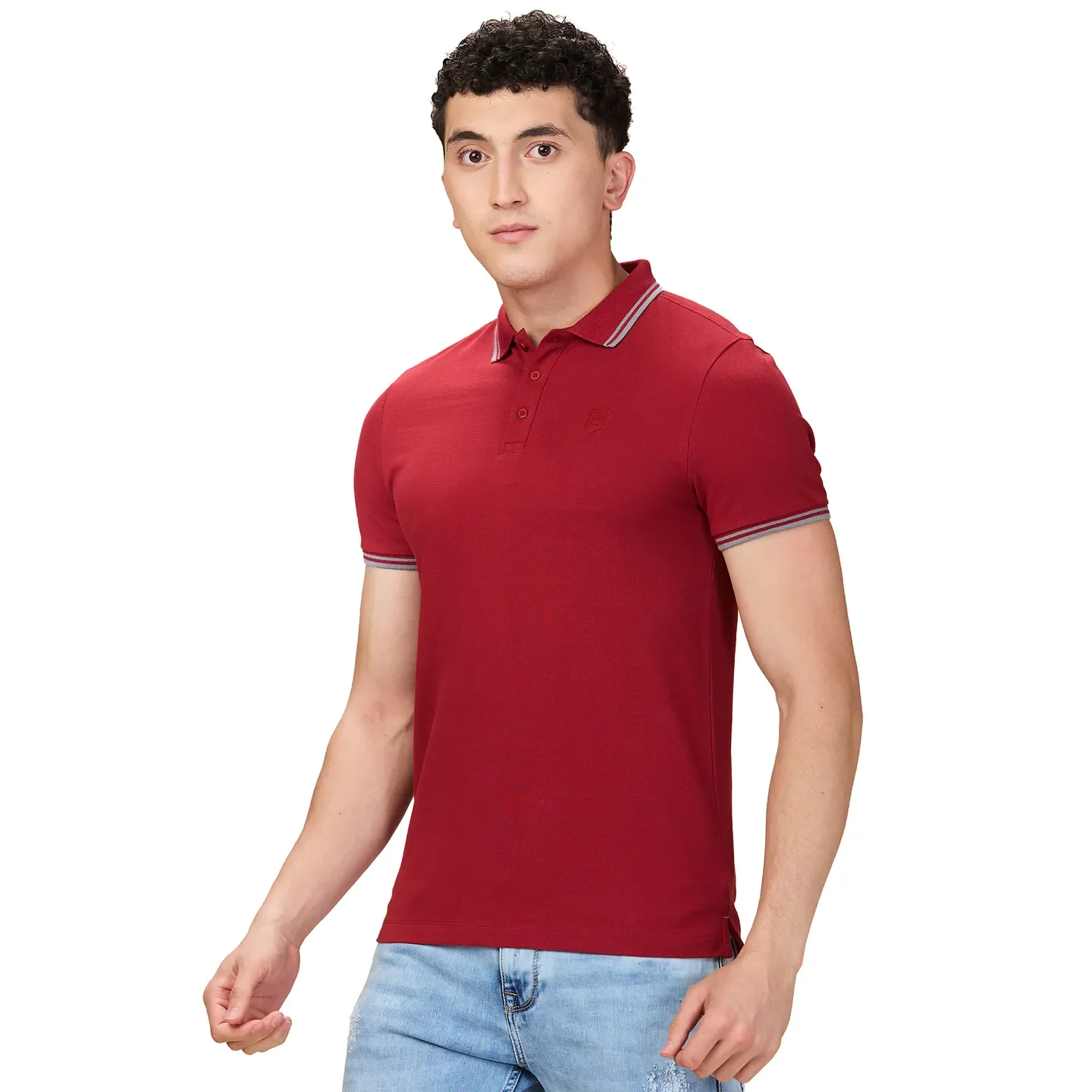 Maroon Regular Fit Men's Polo T-Shirt by Being Human Clothing - Image 4