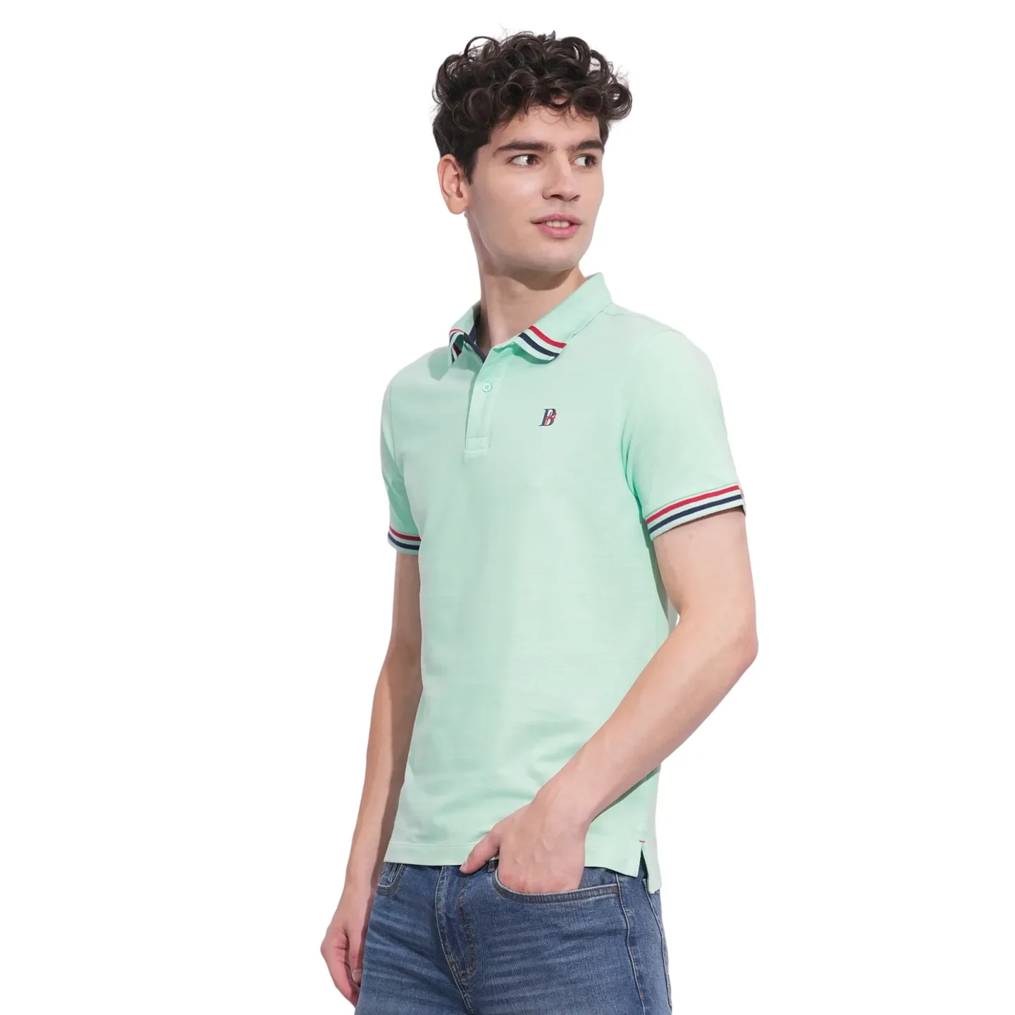 Green Regular Fit Men's Polo T-Shirt by Being Human Clothing - Image 2