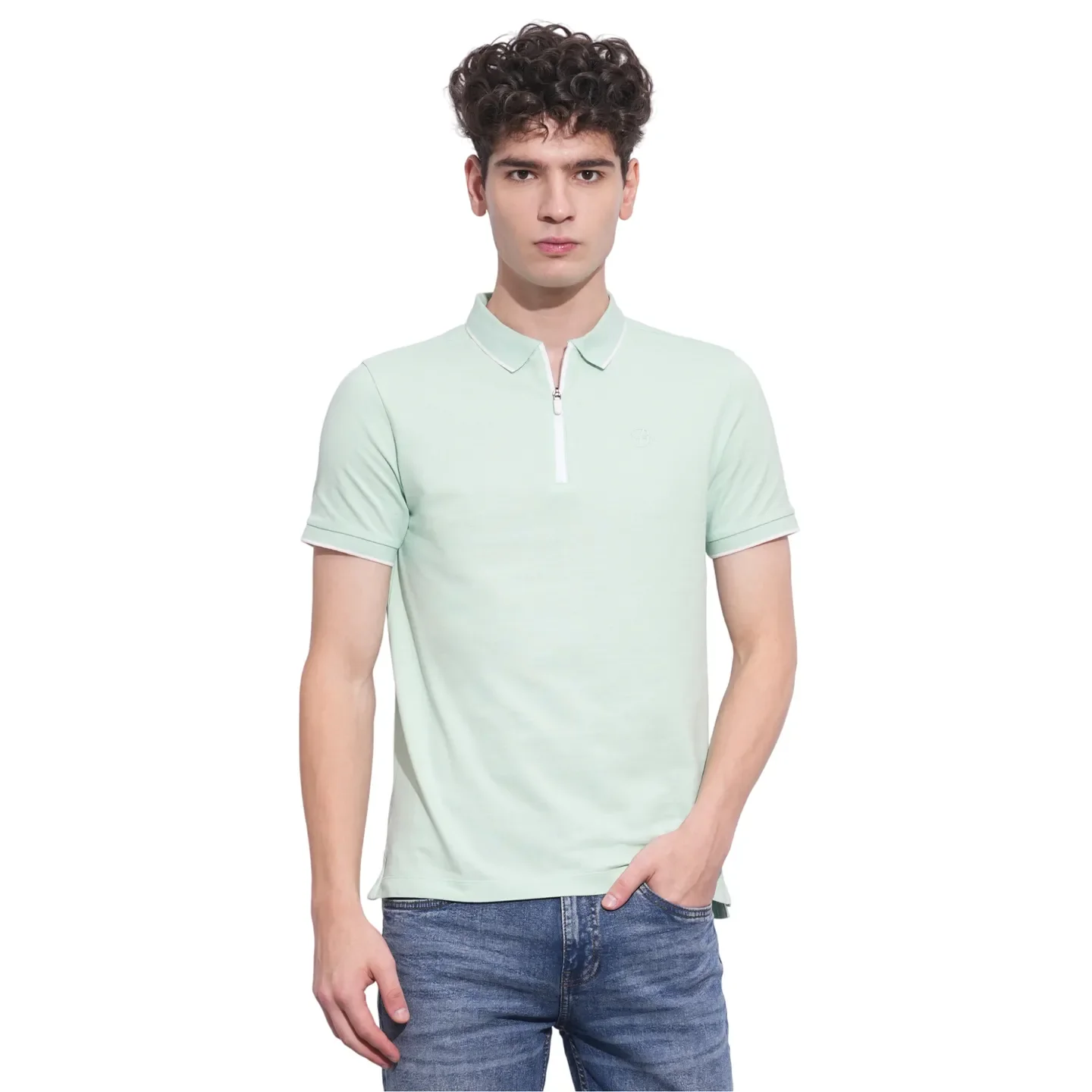 Green Regular Fit Men's Polo T-Shirt by Being Human Clothing