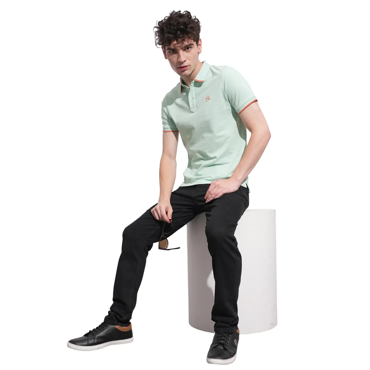 Green Regular Fit Men's Polo T-Shirt by Being Human Clothing - Image 4
