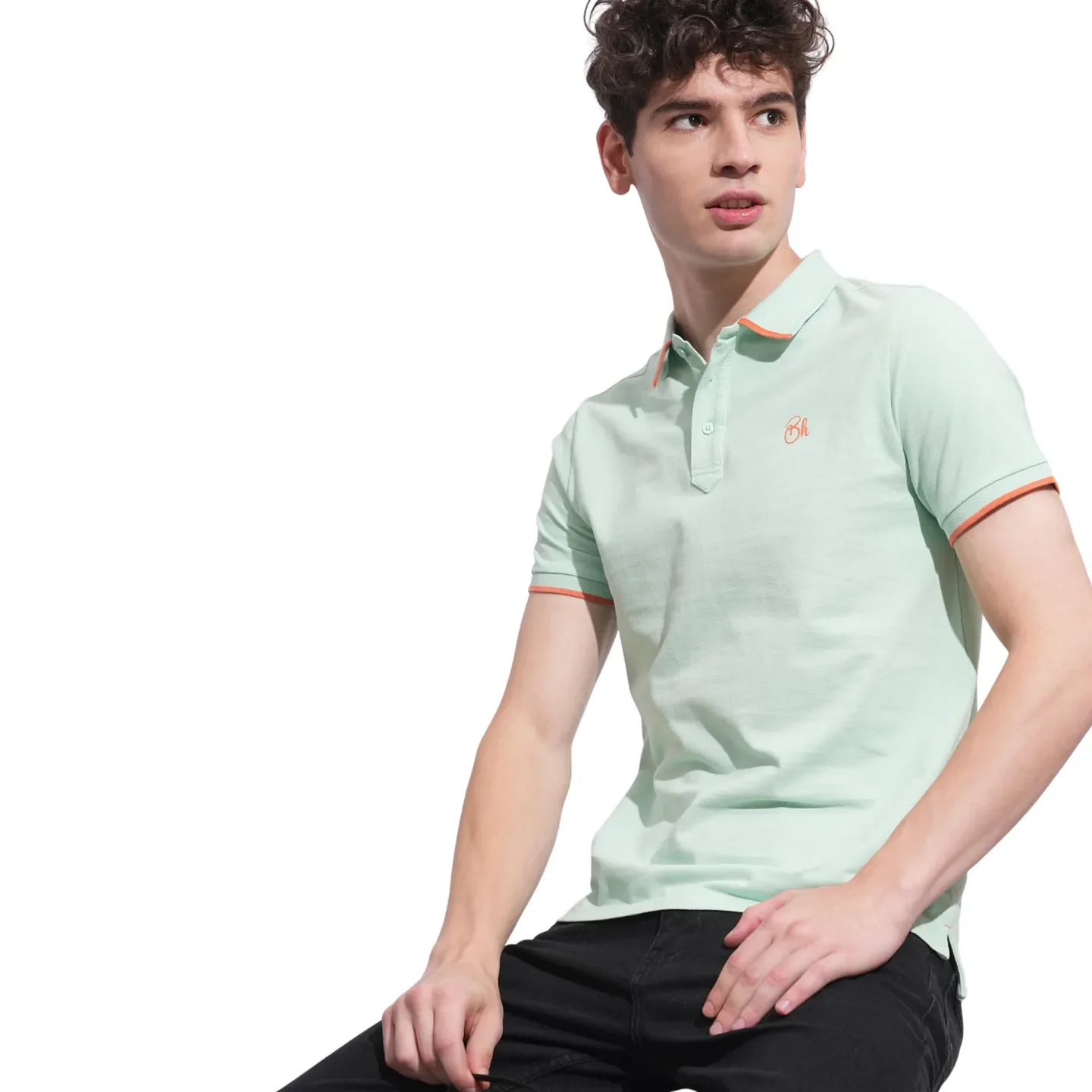 Green Regular Fit Men's Polo T-Shirt by Being Human Clothing - Image 5