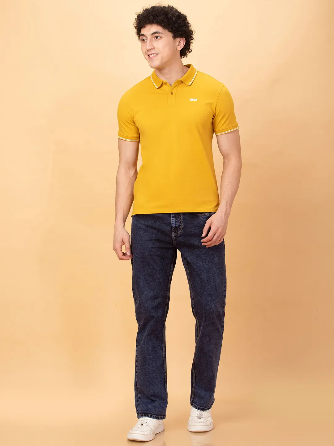 Mustard Regular Fit Men's Polo T-shirt by Being Human Clothing - Image 2