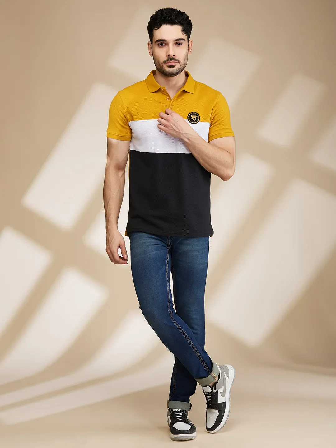 Mustard Regular Fit Men's Polo T-shirt by Being Human Clothing - Image 2