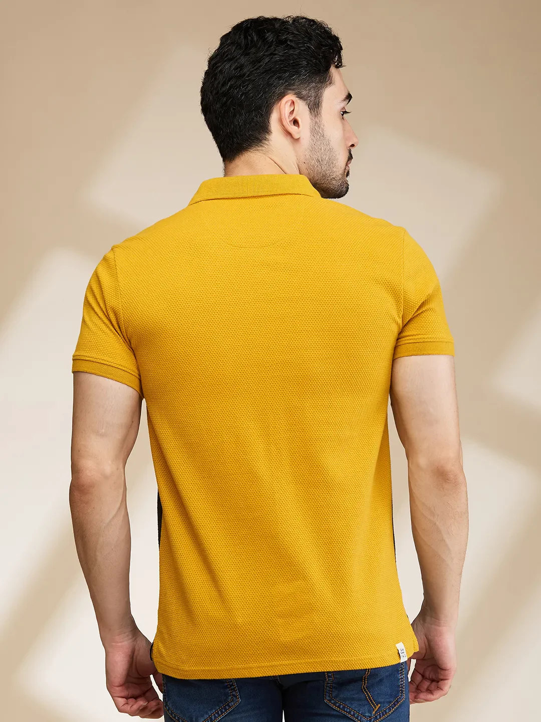 Mustard Regular Fit Men's Polo T-shirt by Being Human Clothing - Image 3