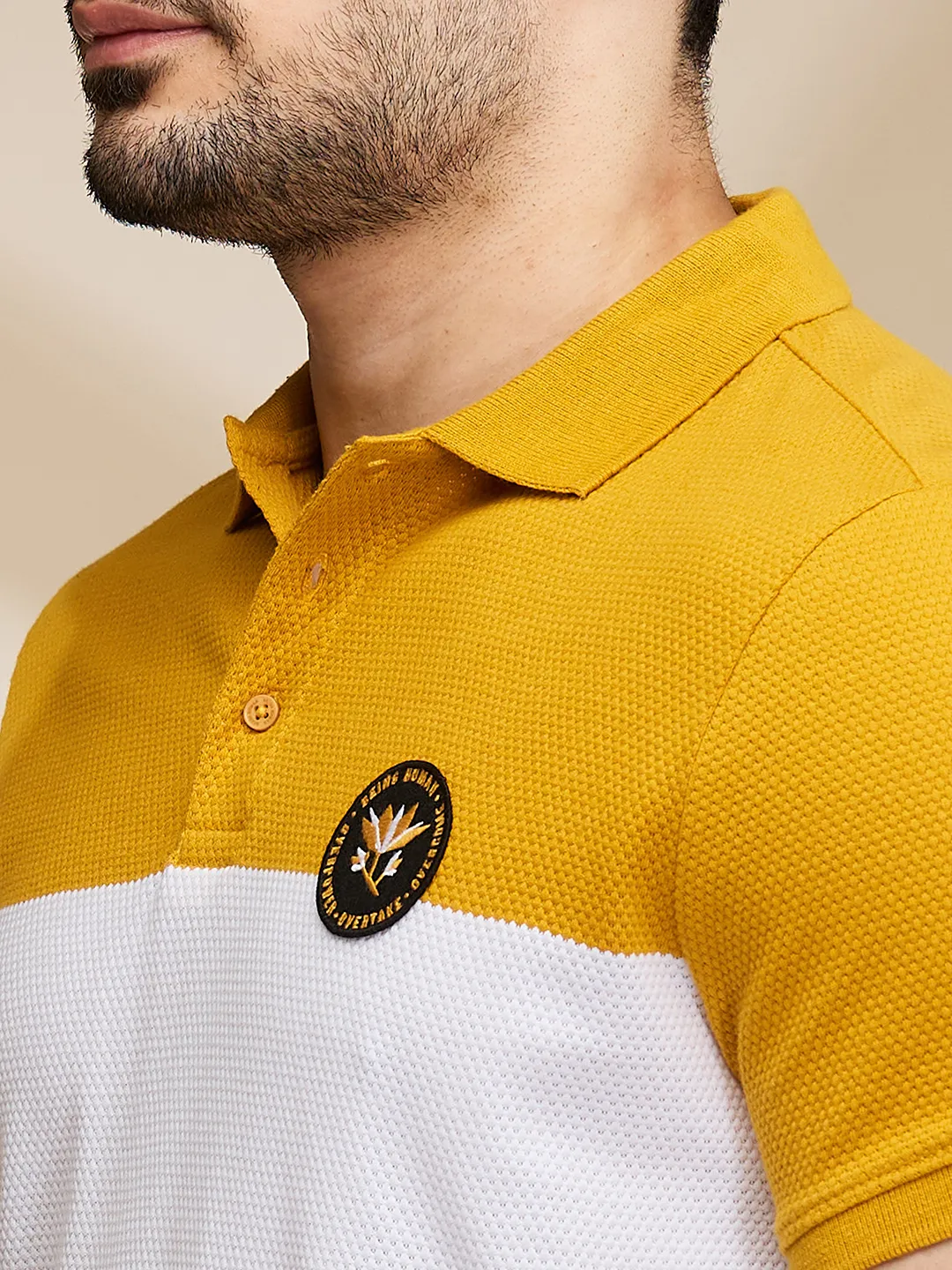 Mustard Regular Fit Men's Polo T-shirt by Being Human Clothing - Image 5