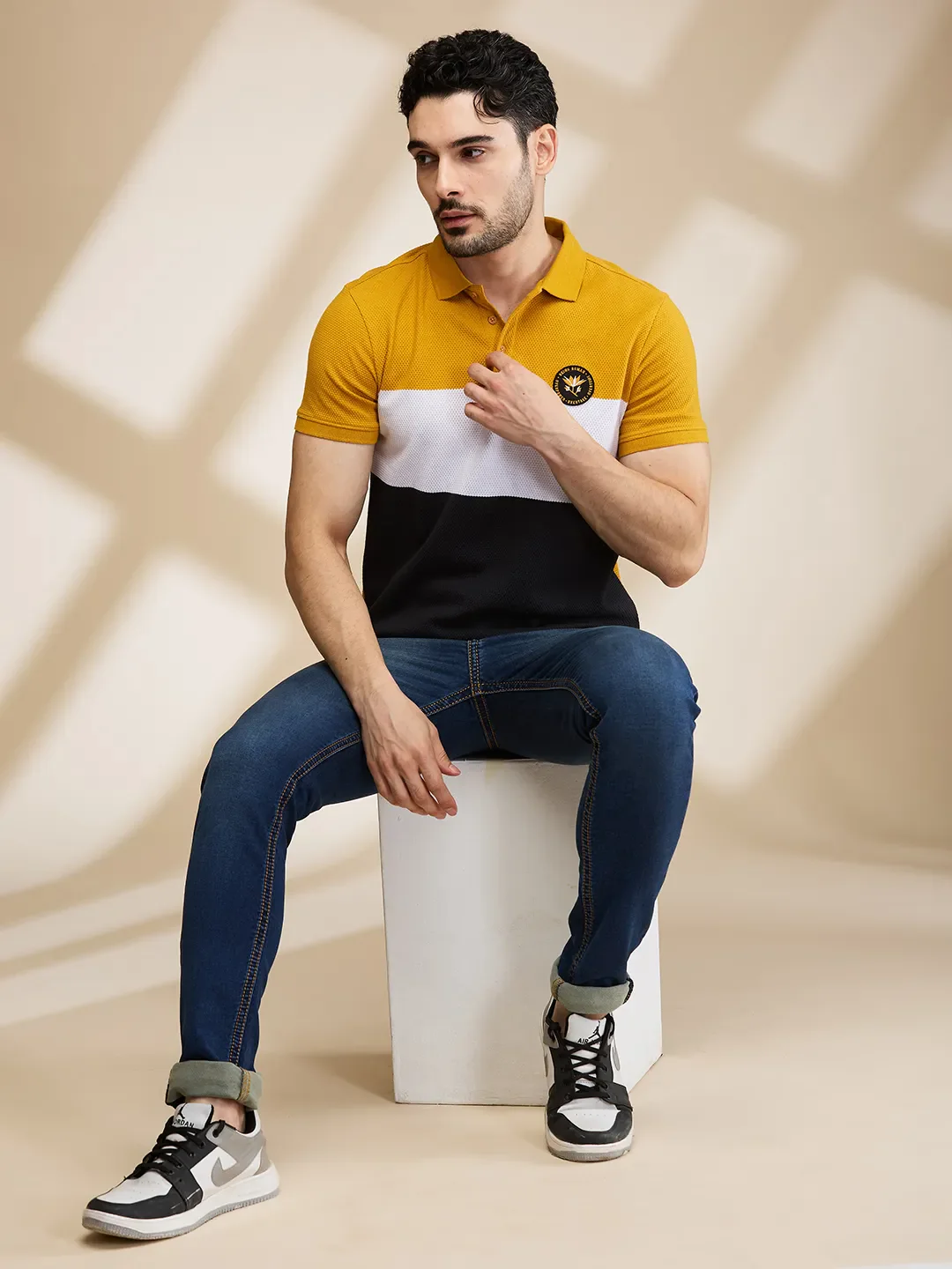 Mustard Regular Fit Men's Polo T-shirt by Being Human Clothing - Image 6