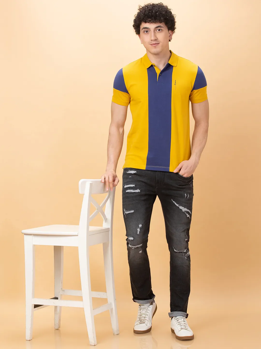 Yellow Regular Fit Men's Polo T-Shirt by Being Human Clothing - Image 6