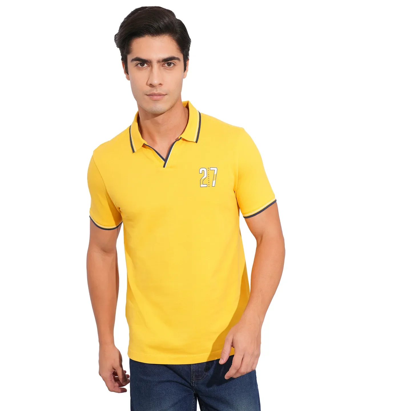 Mustard Regular Fit Men's Polo T-Shirt by Being Human Clothing