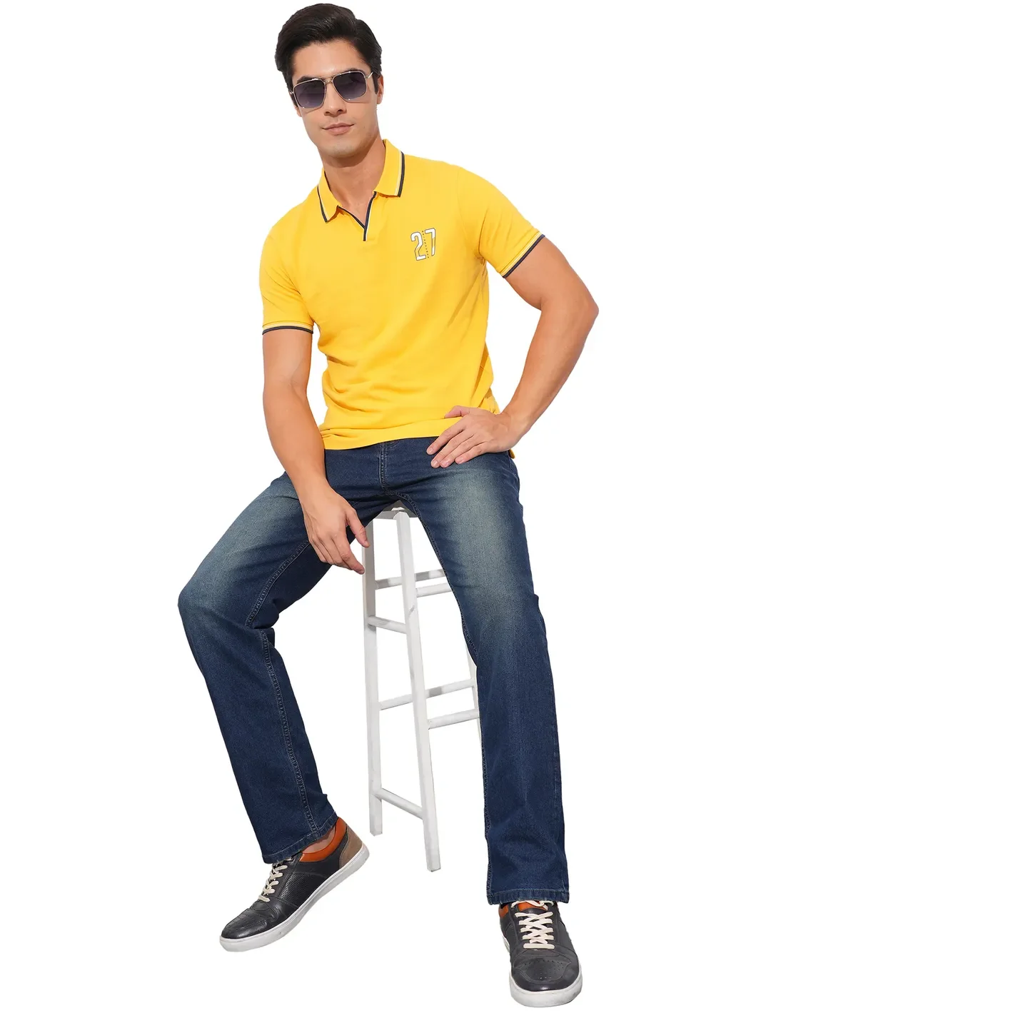 Mustard Regular Fit Men's Polo T-Shirt by Being Human Clothing - Image 4