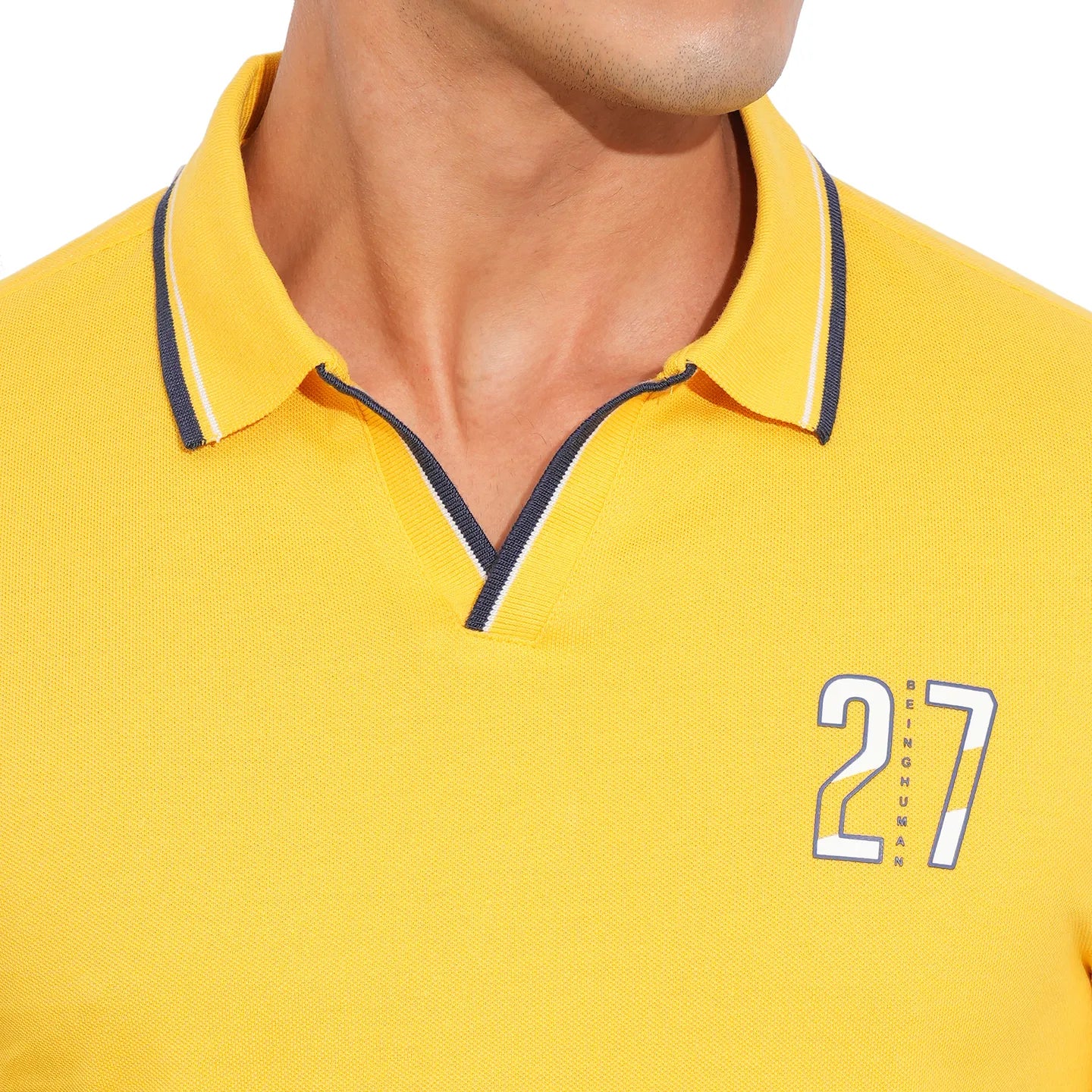 Mustard Regular Fit Men's Polo T-Shirt by Being Human Clothing - Image 5