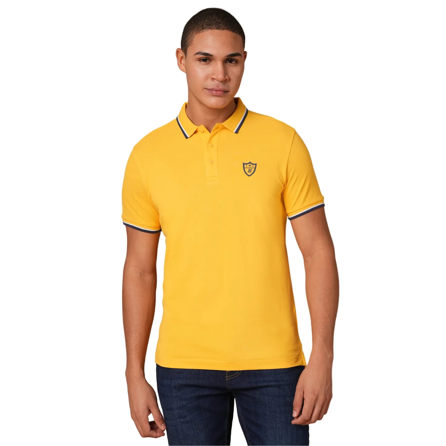 Mustard Regular Fit Men's Polo T-Shirt by Being Human Clothing - Image 3