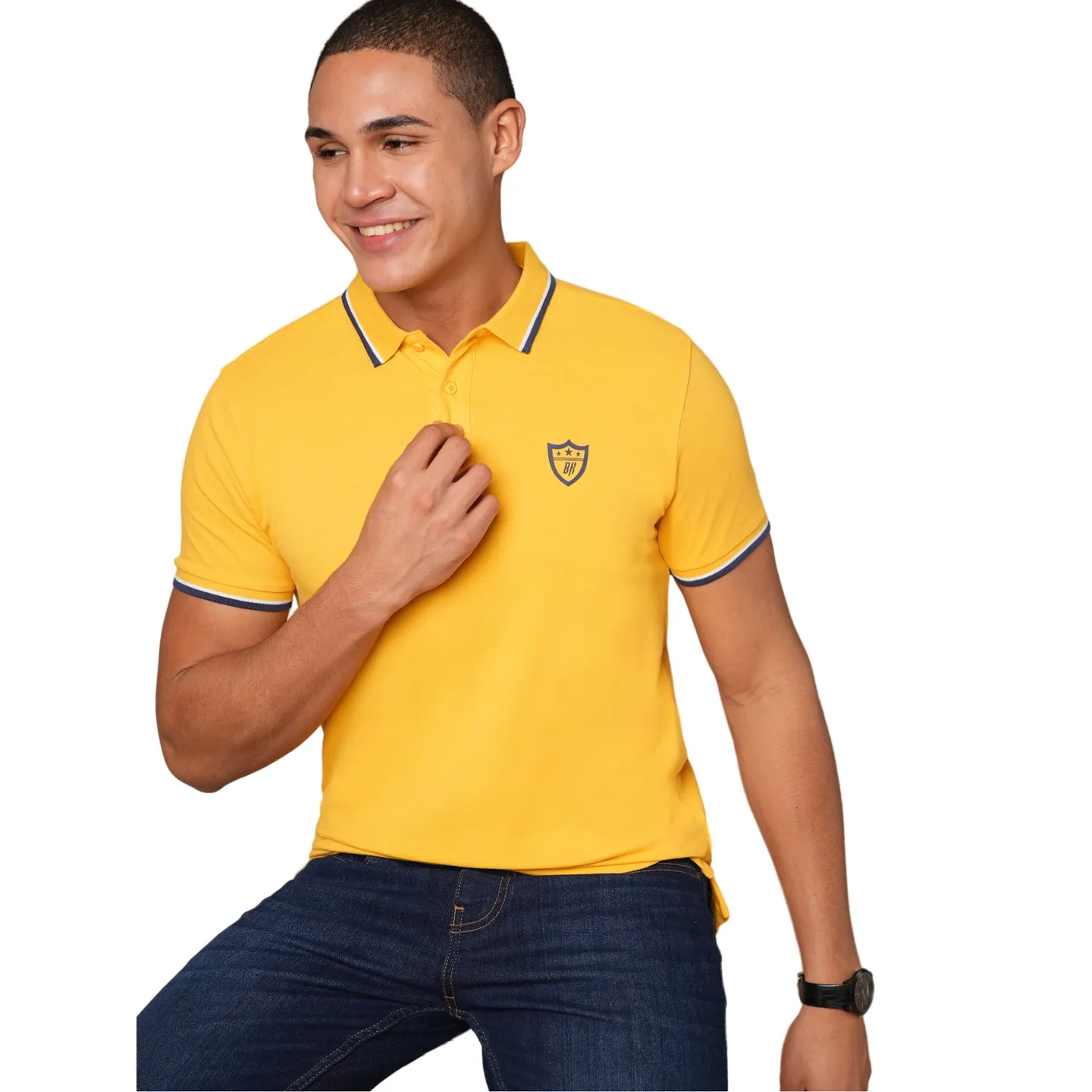 Mustard Regular Fit Men's Polo T-Shirt by Being Human Clothing - Image 5