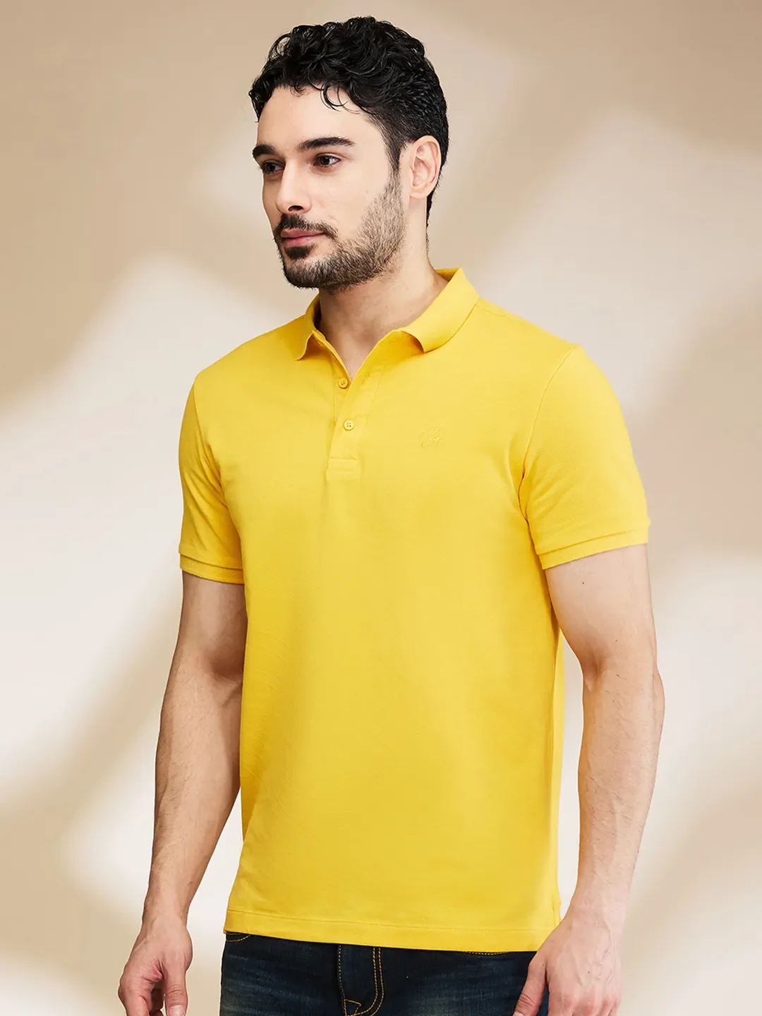 Mustard Regular Fit Men's Polo T-Shirt by Being Human Clothing - Image 4