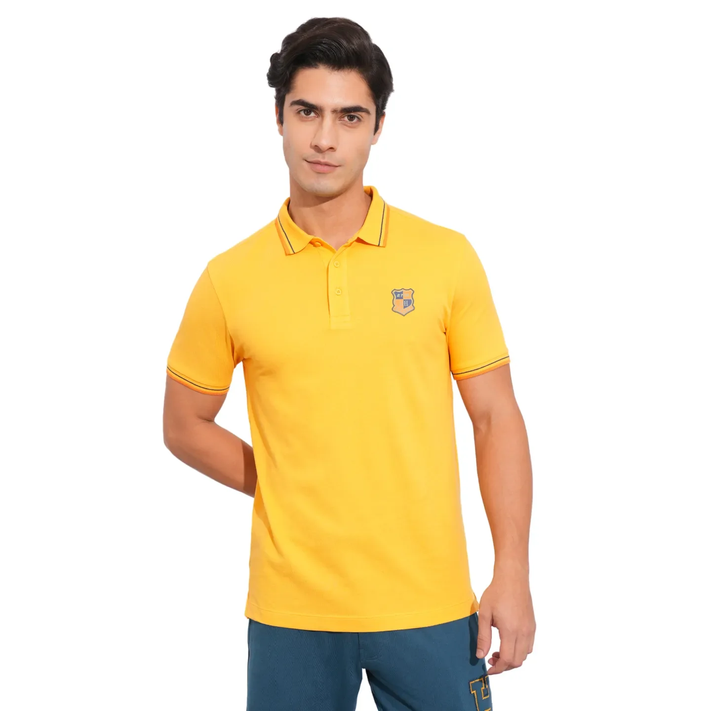 Mustard Regular Fit Men's Polo T-Shirt by Being Human Clothing